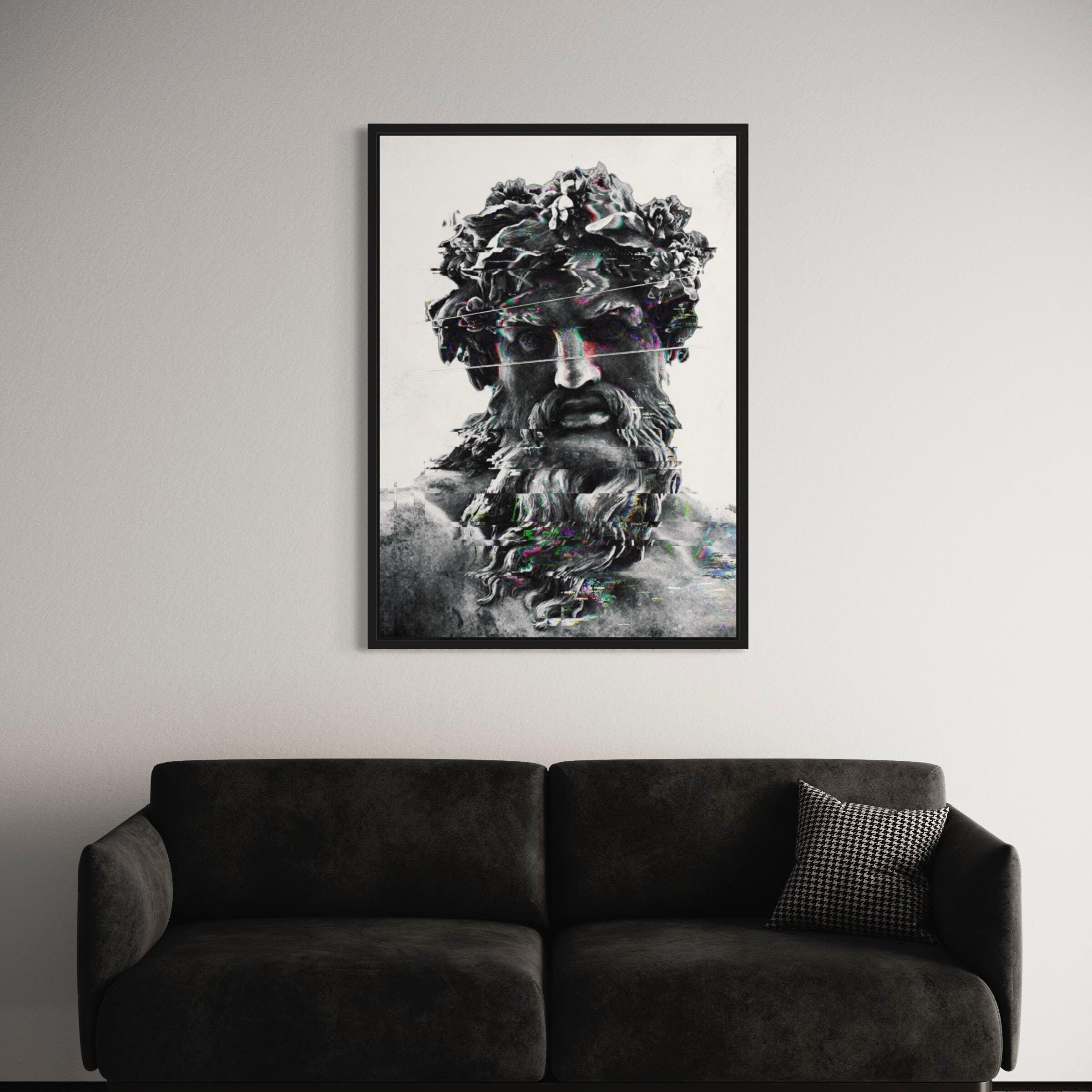 Modern Zeus Sculpture Portrait | Elegant Home Decor | Mythology Canvas Art | Poster Print