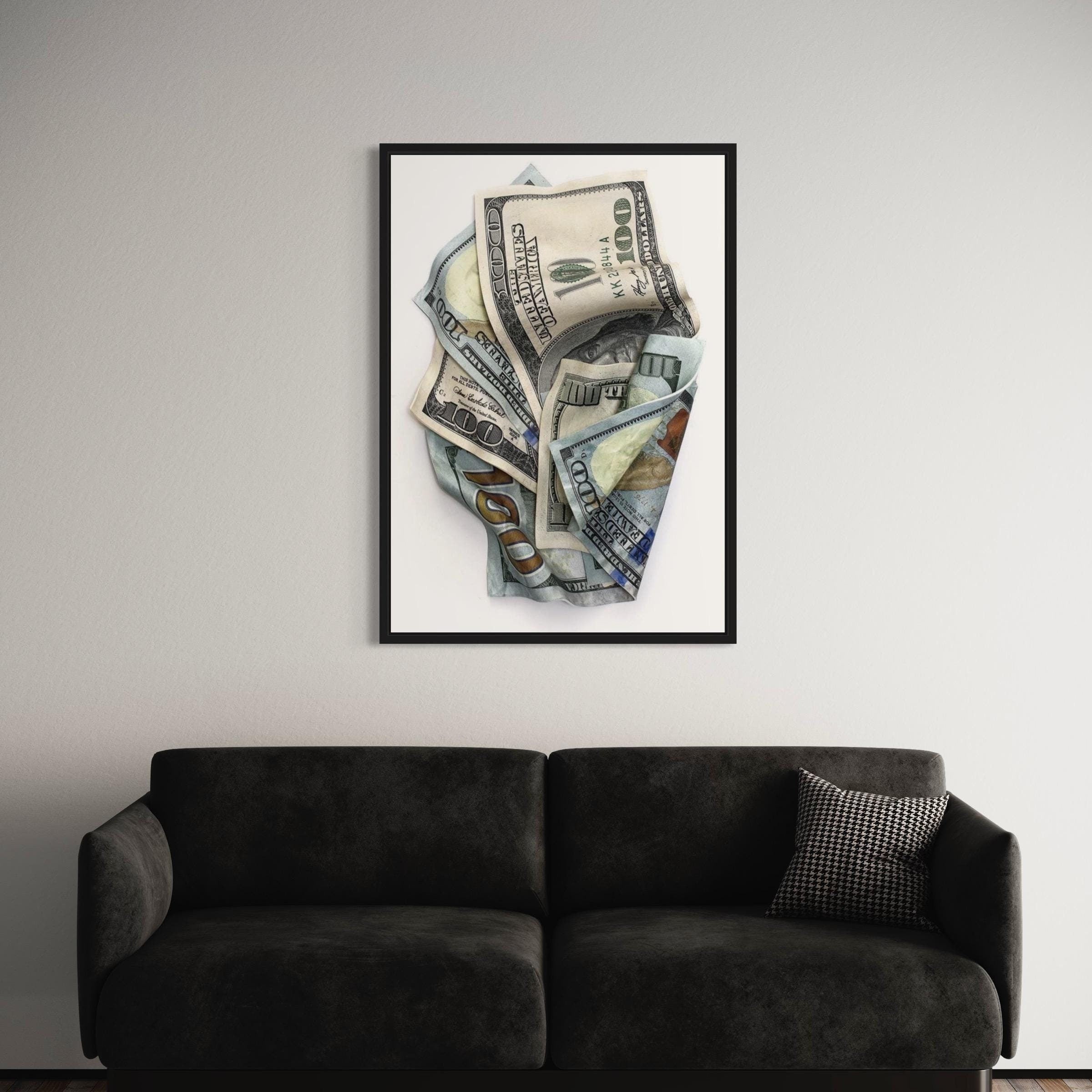 Crumpled Hundred Dollar | 100 Bill Realistic Money Canvas Art | Poster Print