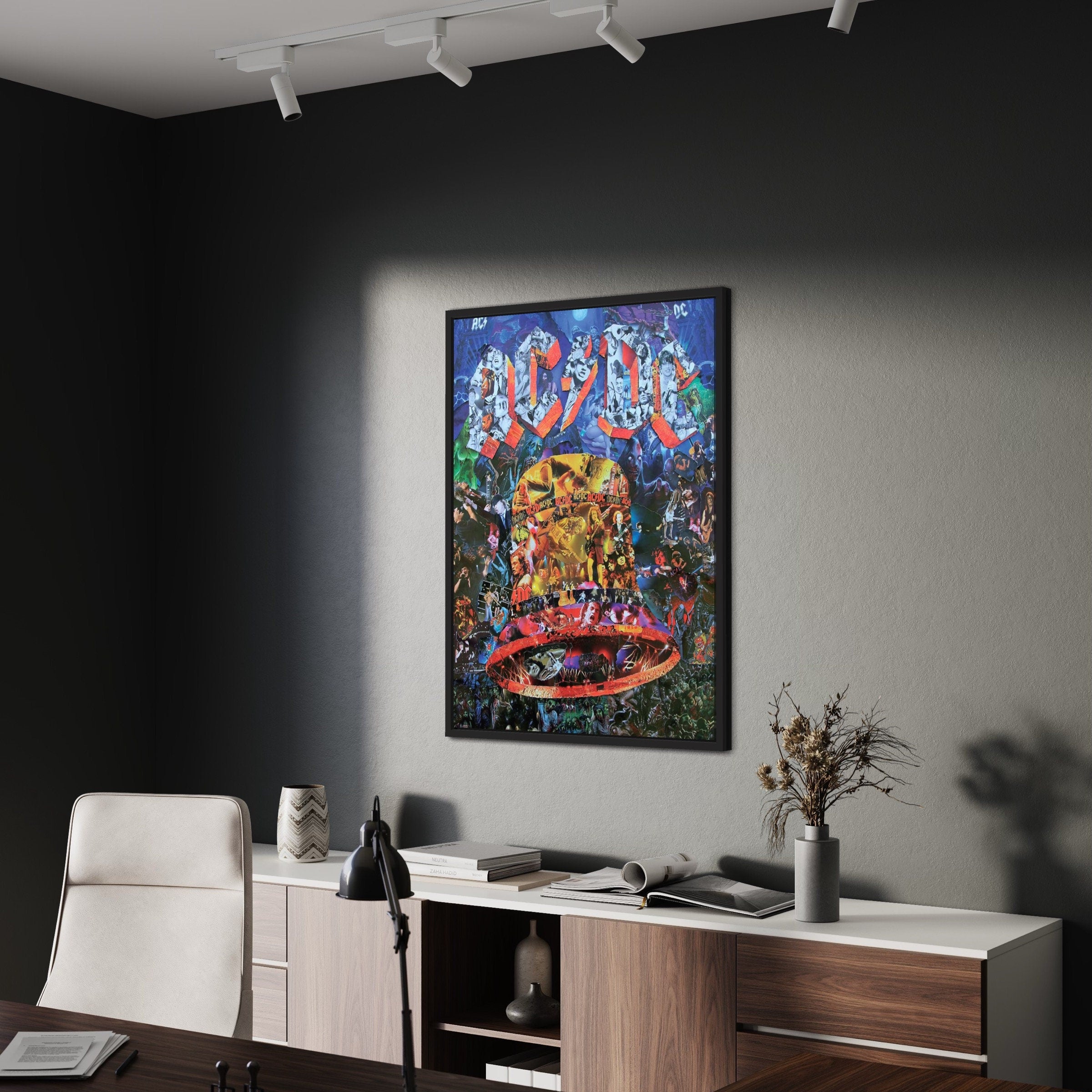 Hells Bells AC/DC Collage | Vintage Rock | Heavy Metal Canvas Art | Poster Print