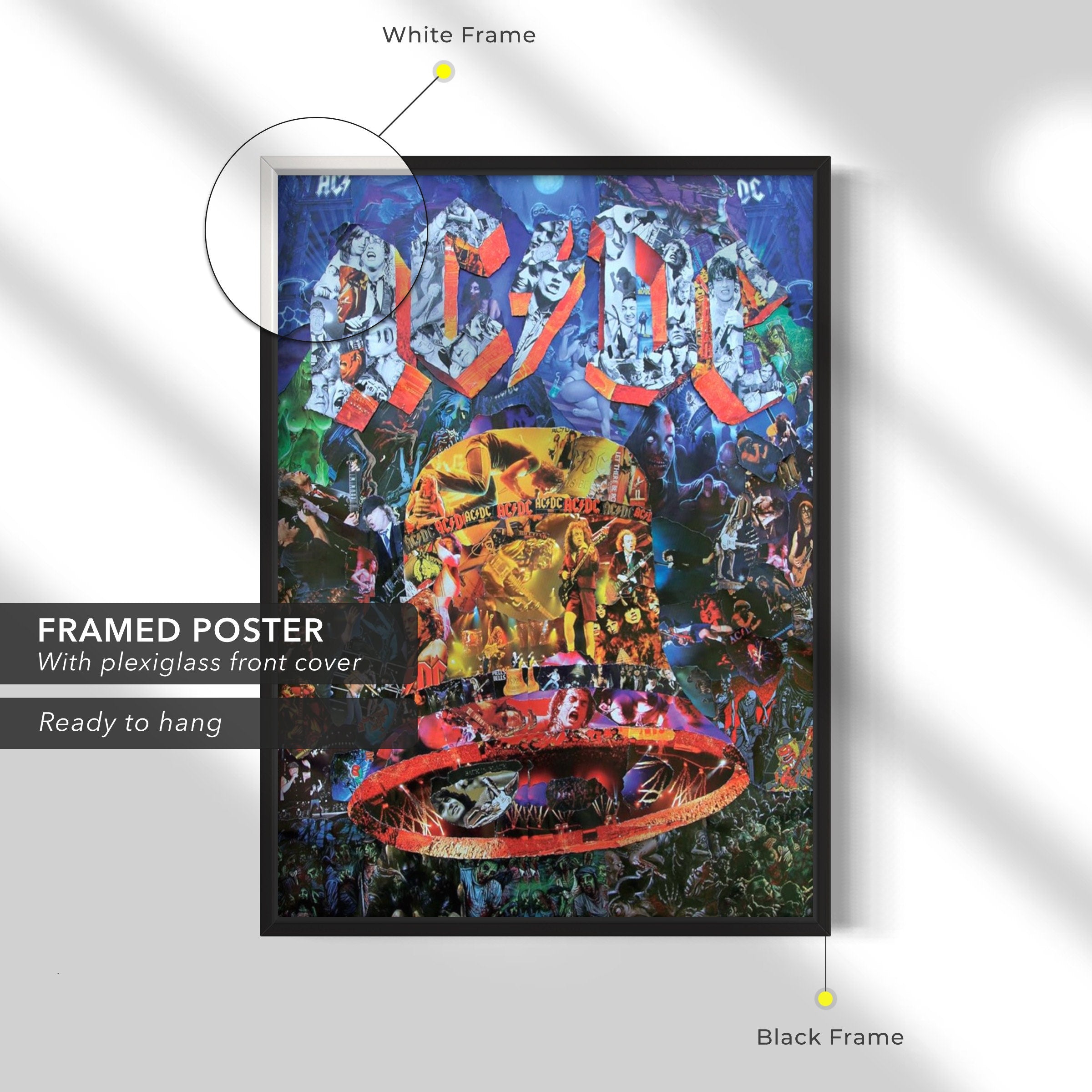 Hells Bells AC/DC Collage | Vintage Rock | Heavy Metal Canvas Art | Poster Print