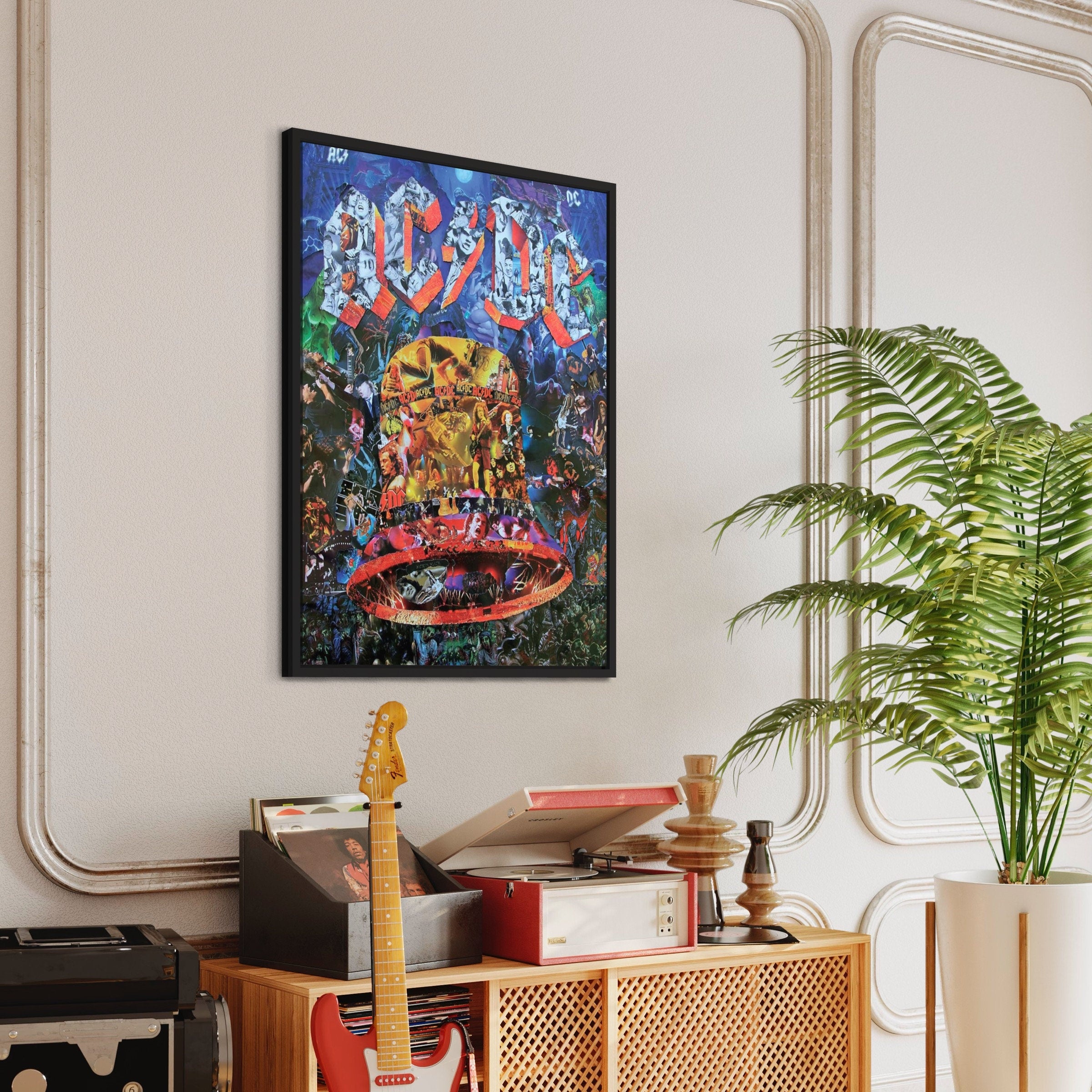 Hells Bells AC/DC Collage | Vintage Rock | Heavy Metal Canvas Art | Poster Print