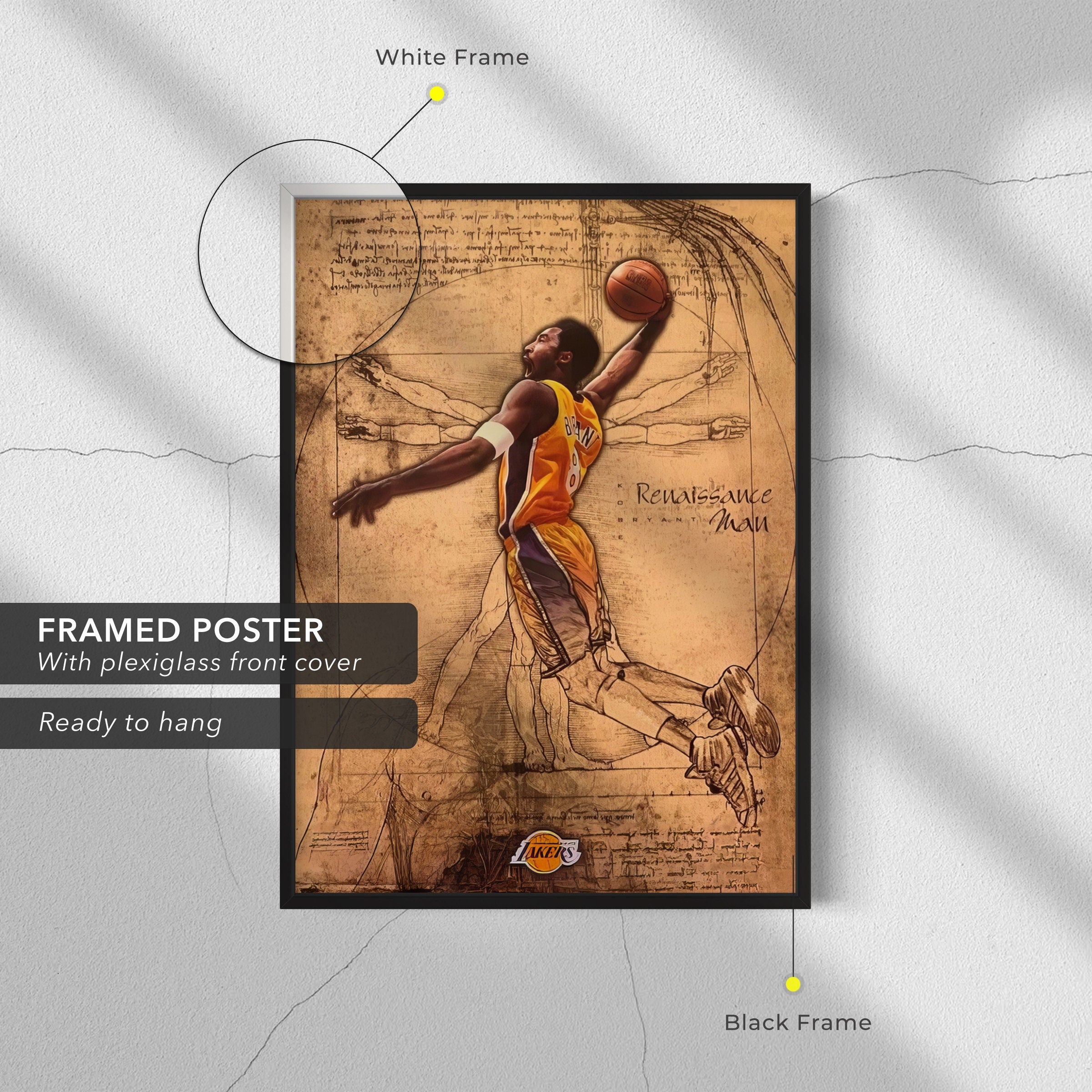 Renaissance Man Kobe Bryant | Unique Basketball Artwork Canvas Art | Poster Print