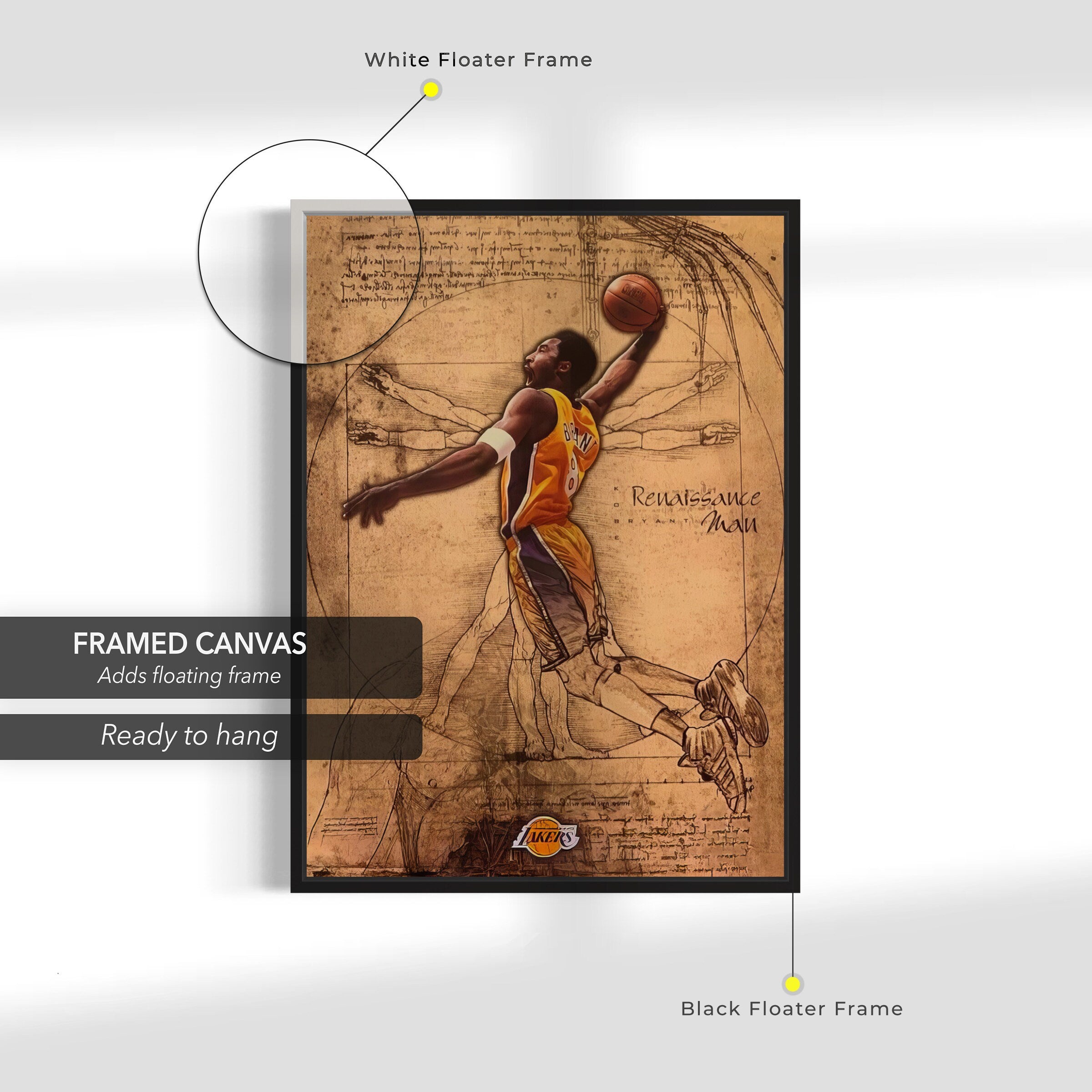 Renaissance Man Kobe Bryant | Unique Basketball Artwork Canvas Art | Poster Print
