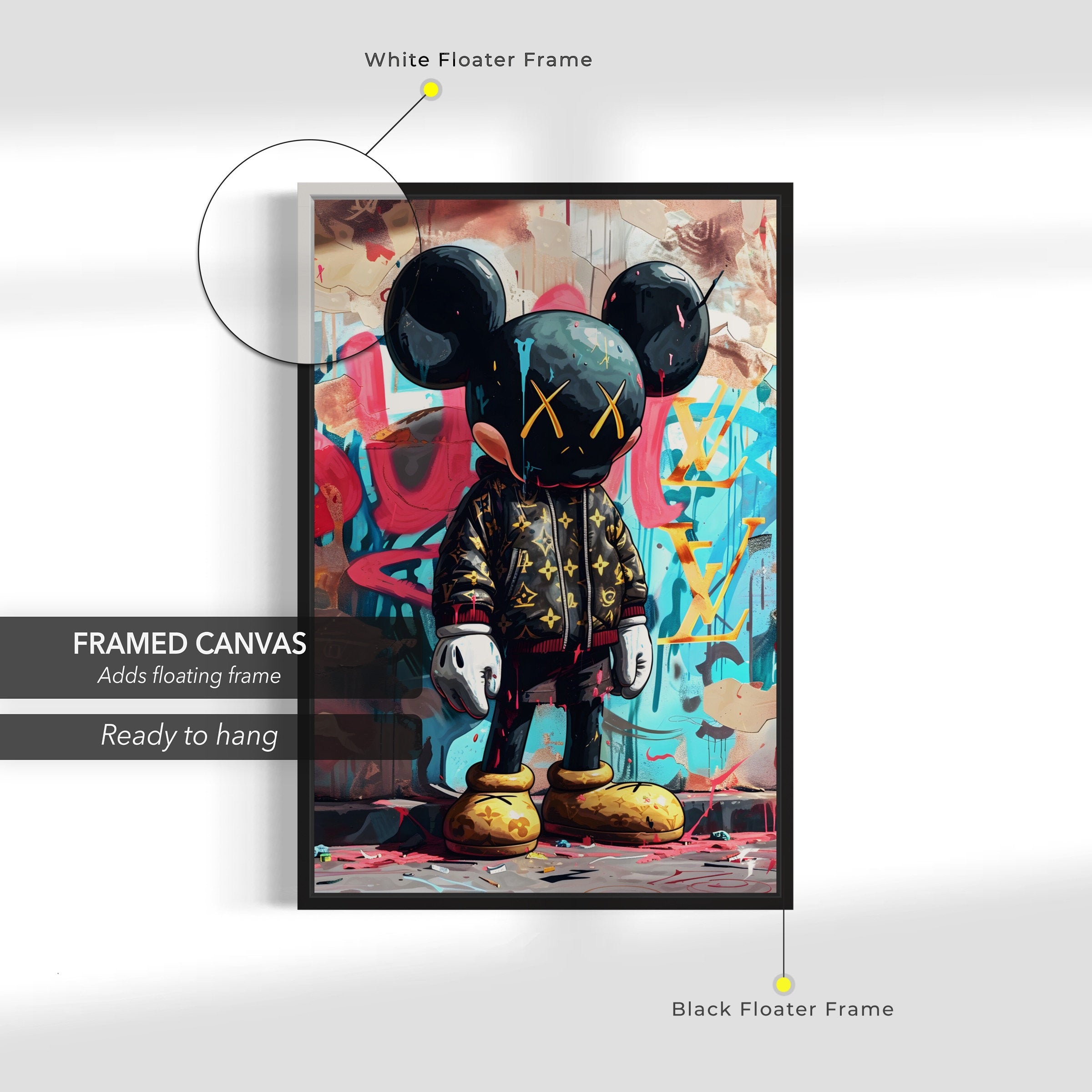 KAWS Urban Street Art Mickey Canvas Art | Poster Print