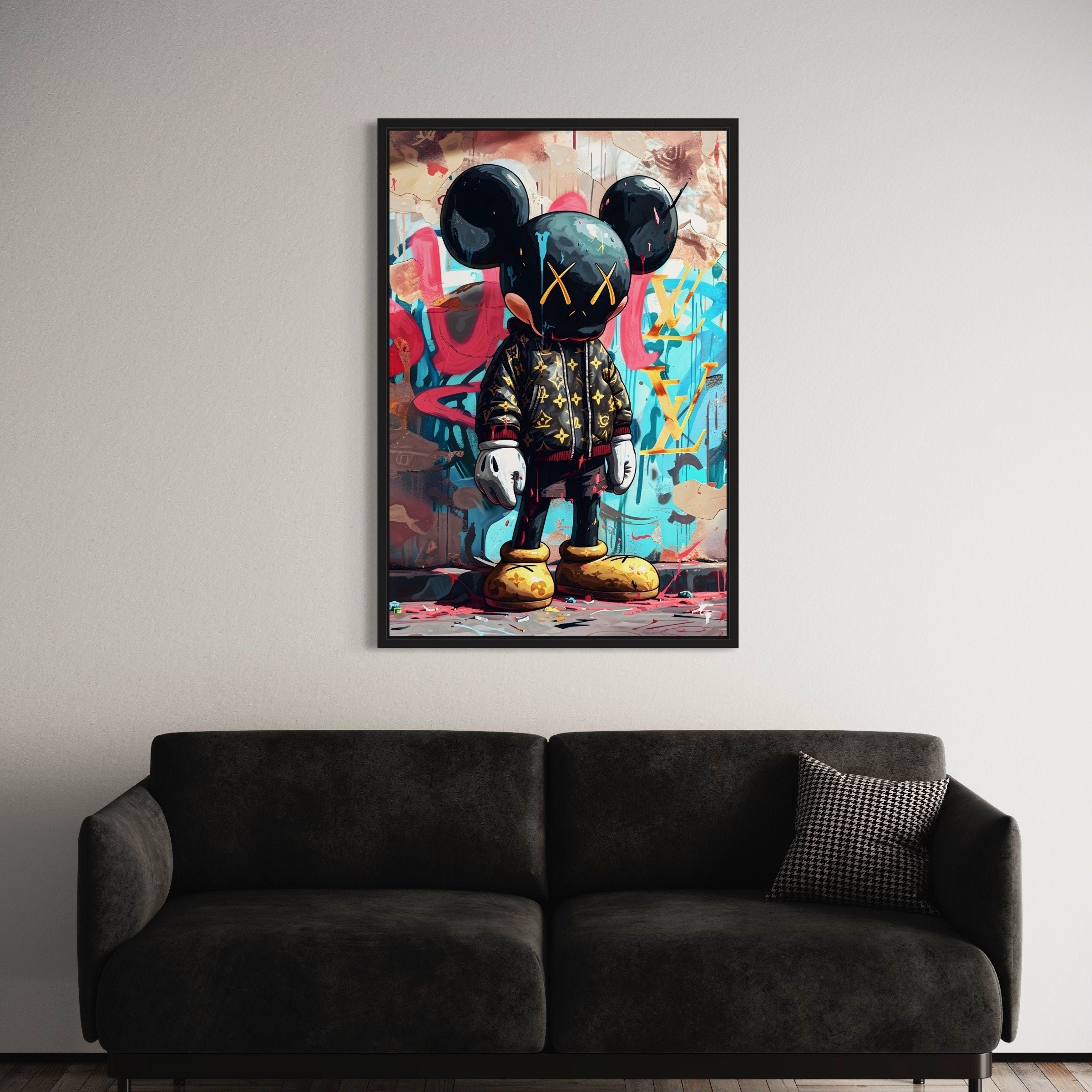 KAWS Urban Street Art Mickey Canvas Art | Poster Print