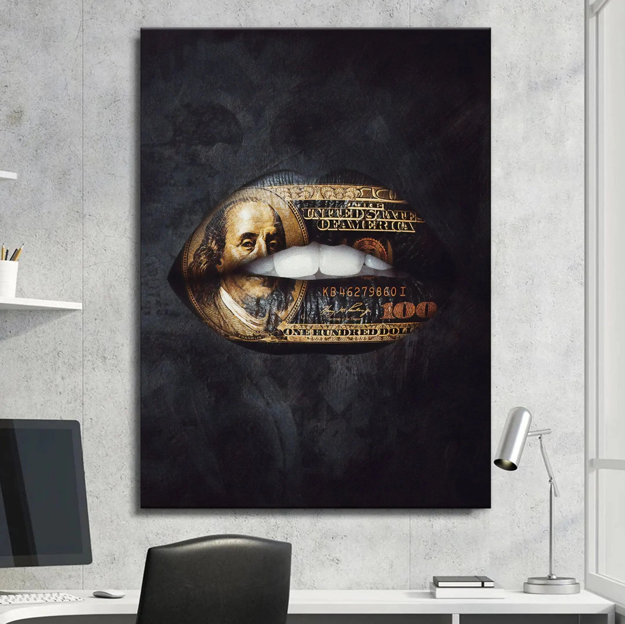 Gold Standart Lips Canvas Wall Art | Poster Print Canvastoria