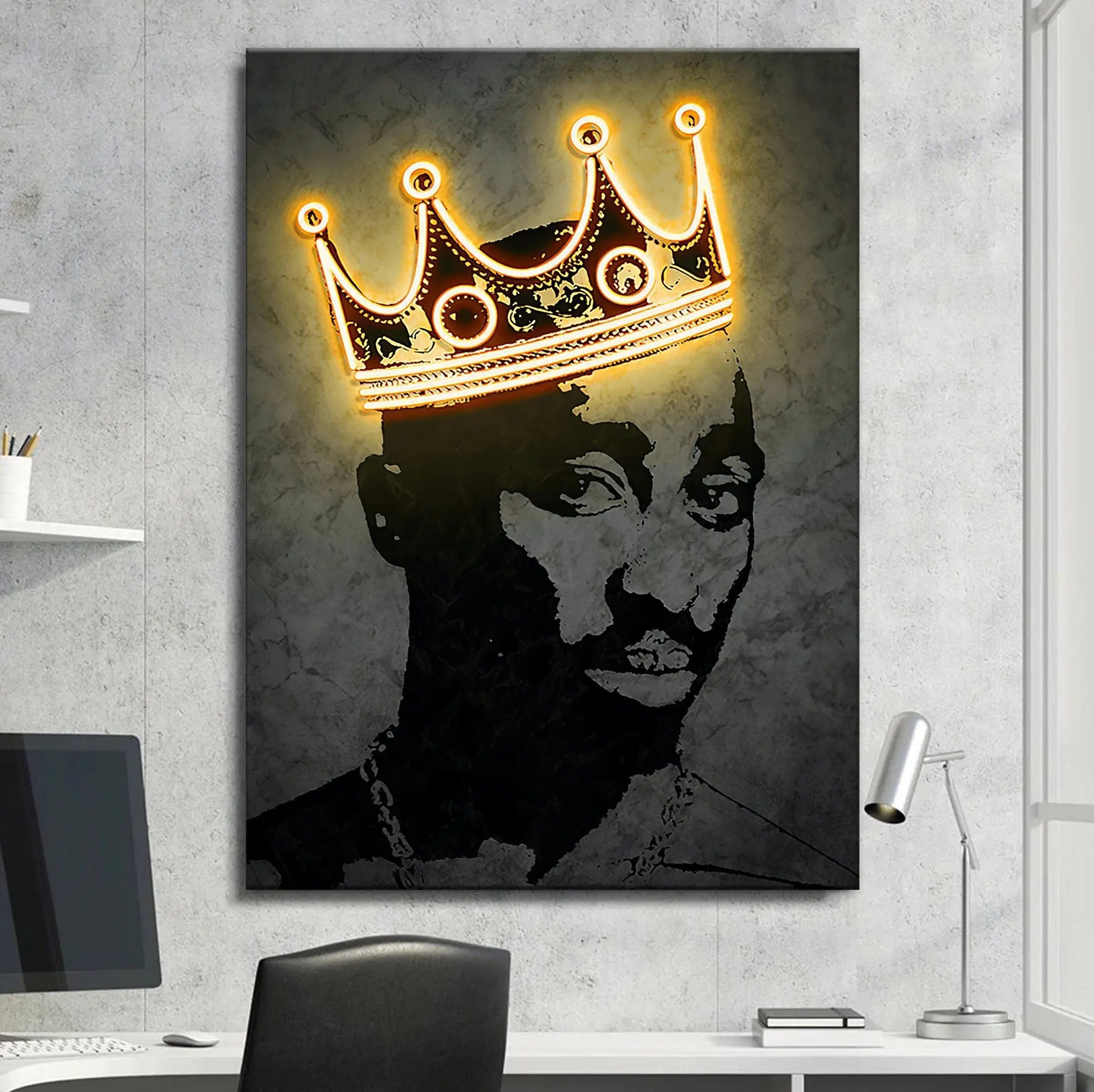2Pac King Krown Canvas Wall Art | Poster Print - Canvastoria