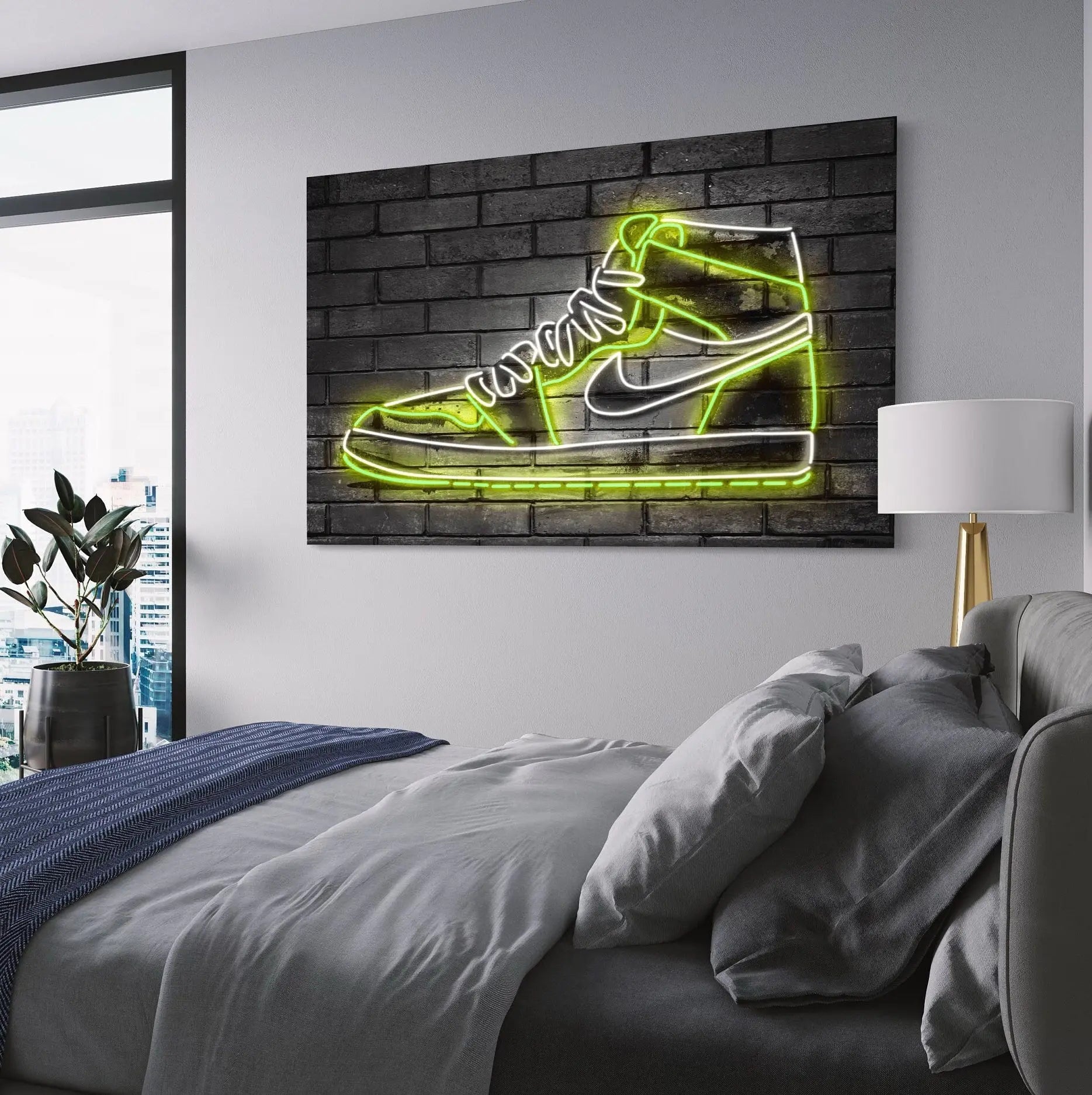 Nike Air Jordan 1 - Green Light Neon Canvas Wall Art | Poster Print Canvastoria