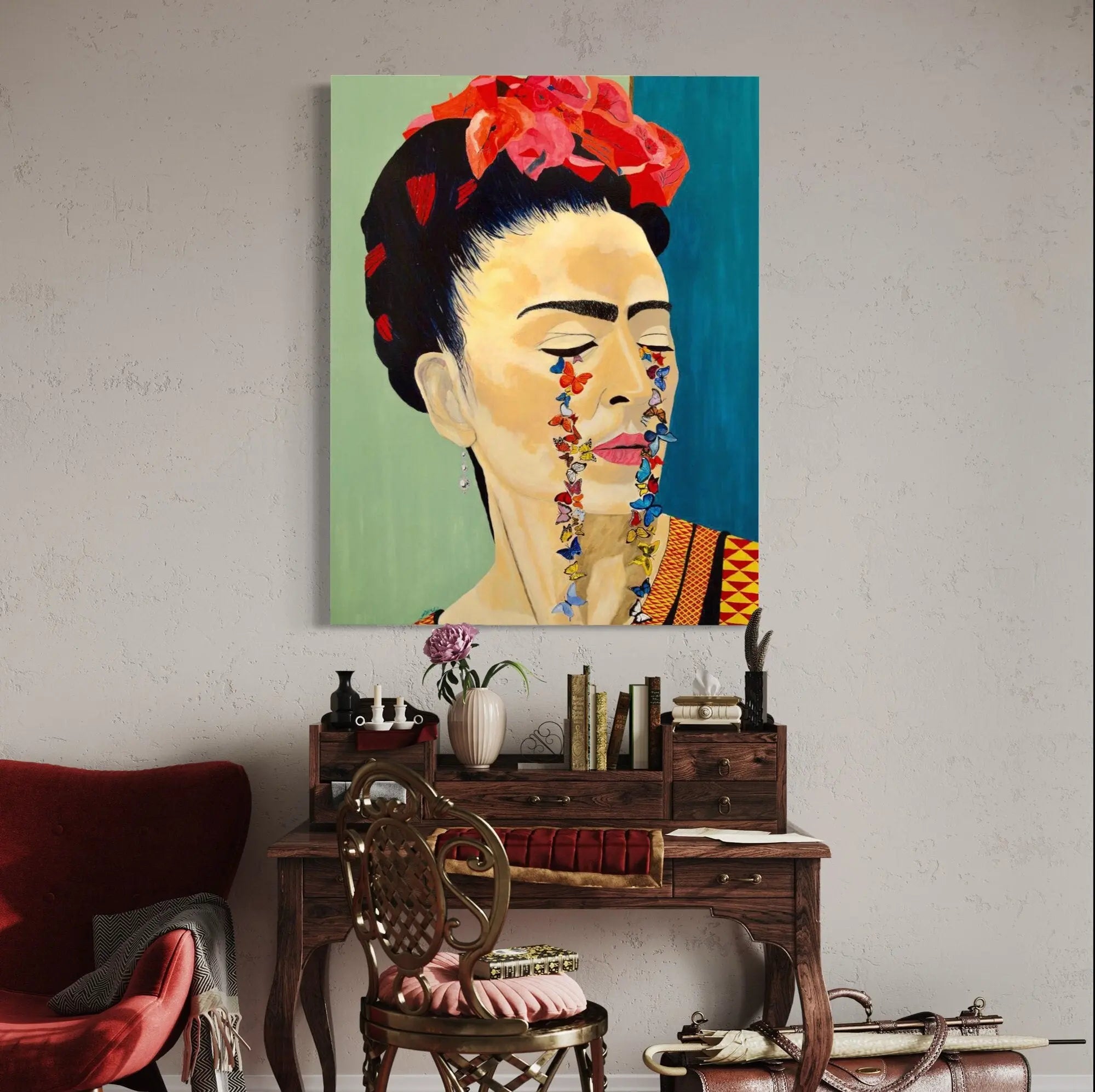 Frida Kahlo - Butterfly Cry Canvas Wall Art | Poster Print - Canvastoria