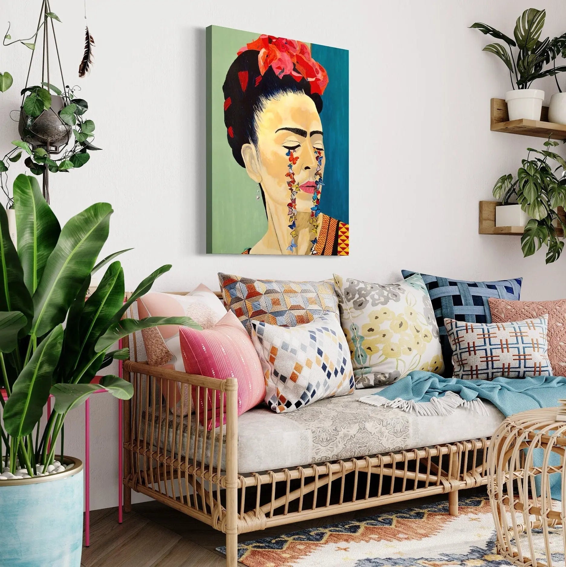 Frida Kahlo - Butterfly Cry Canvas Wall Art | Poster Print - Canvastoria