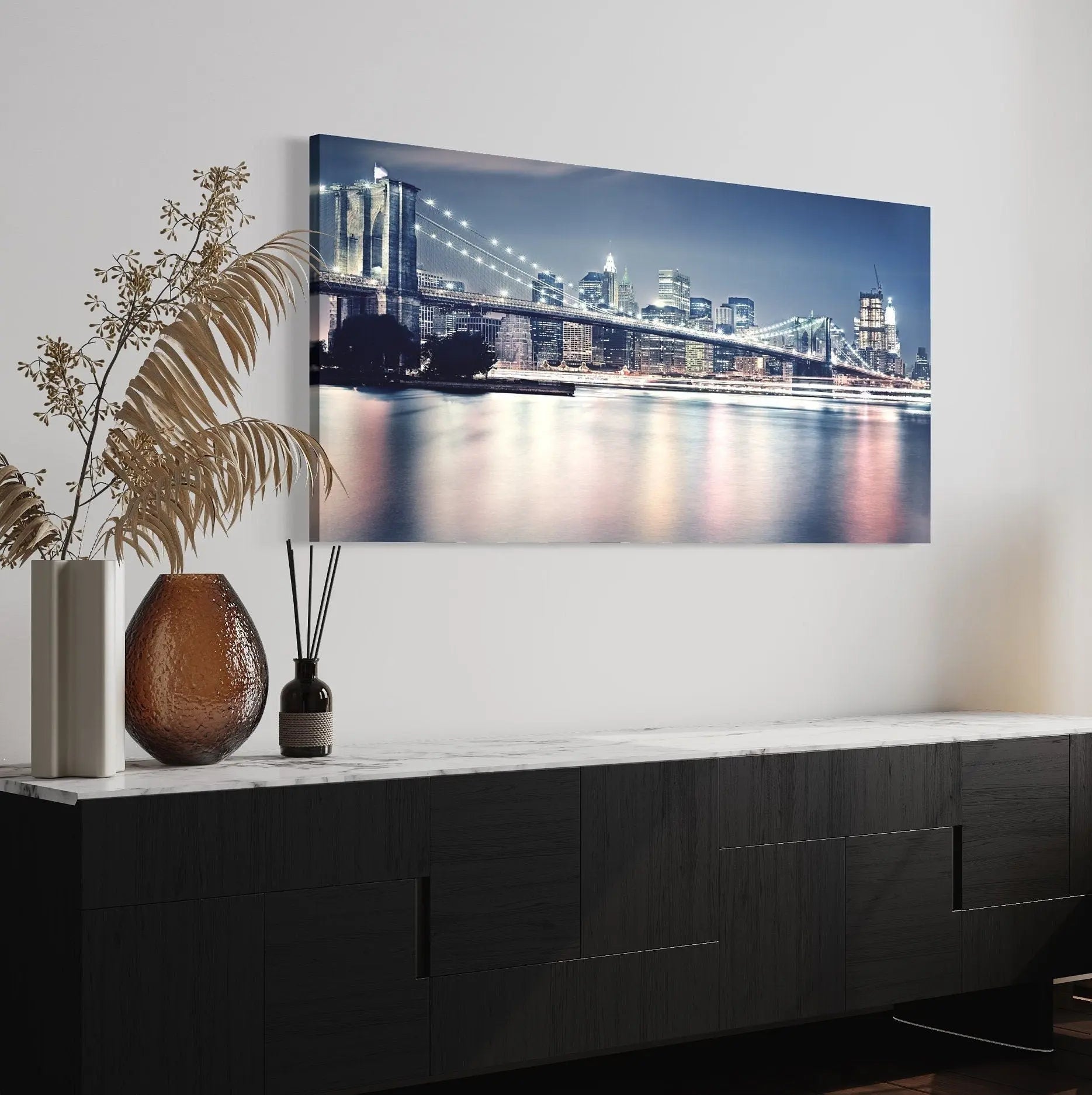 Brooklyn Bridge Panoramic Canvas Wall Art | Poster Print Canvastoria