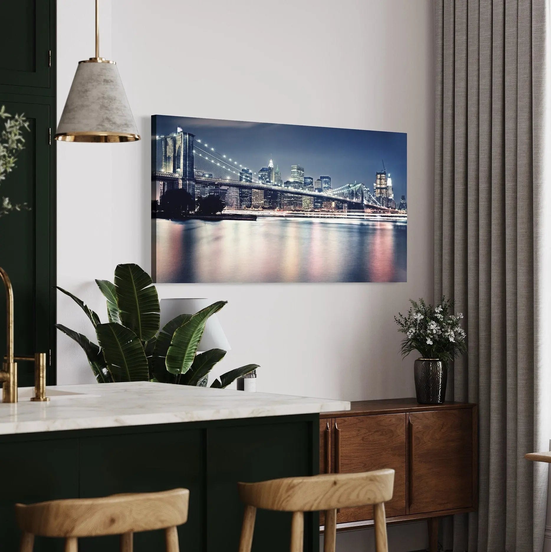Brooklyn Bridge Panoramic Canvas Wall Art | Poster Print Canvastoria