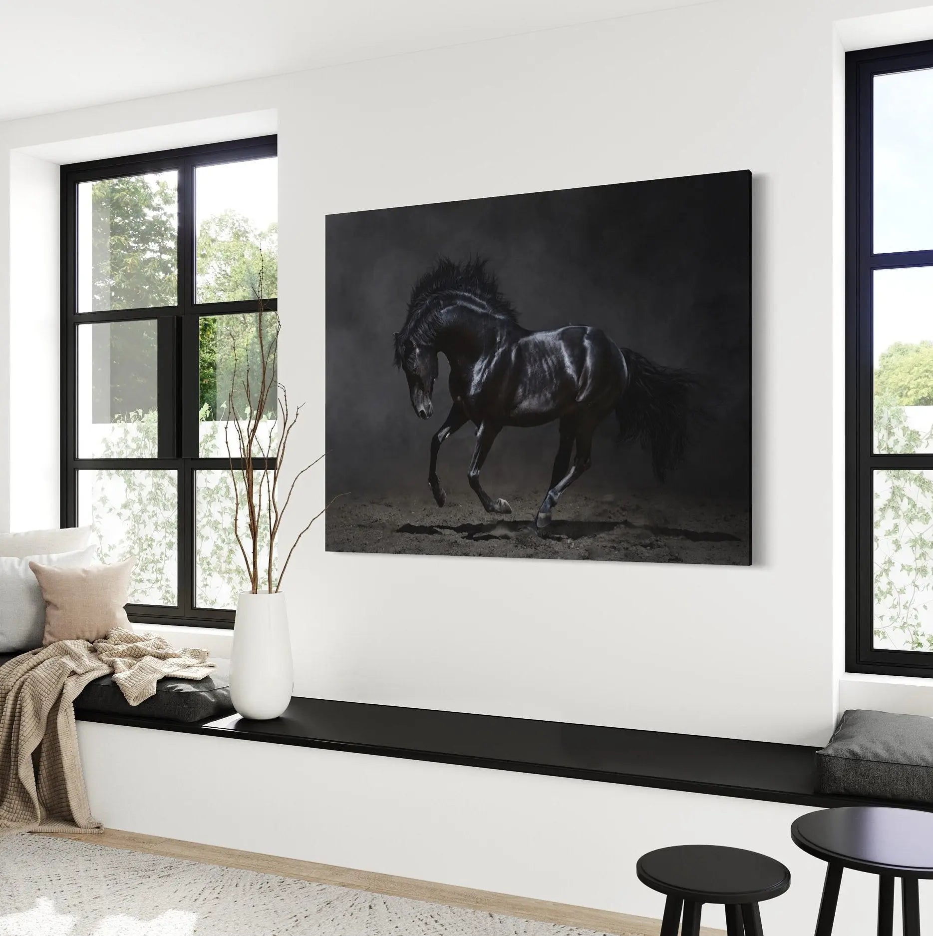 Wild Horse in Black Canvas Wall Art | Poster Print Canvastoria