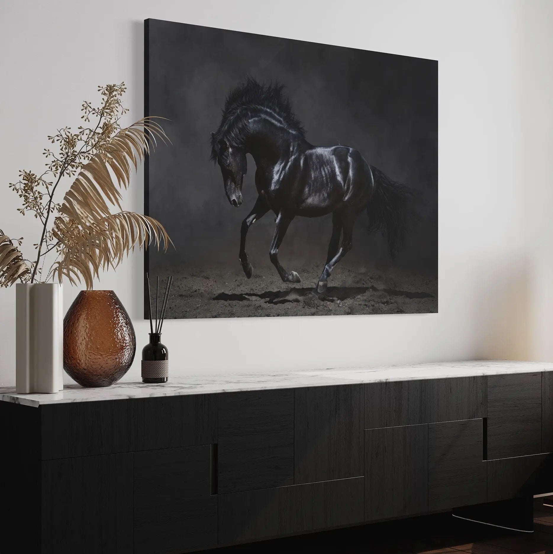 Wild Horse in Black Canvas Wall Art | Poster Print Canvastoria