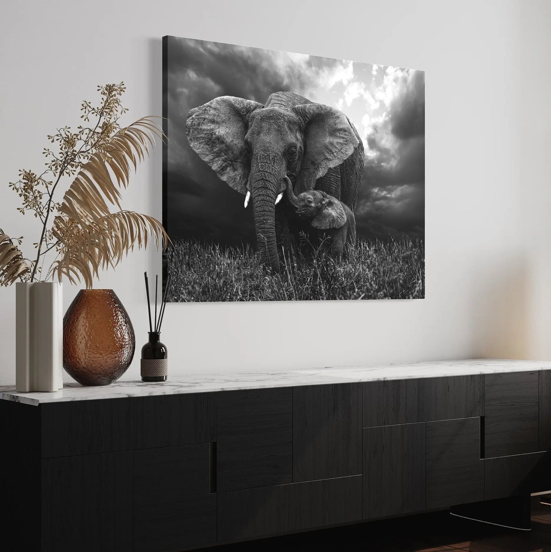 Baby Elephant Canvas Wall Art | Poster Print Canvastoria