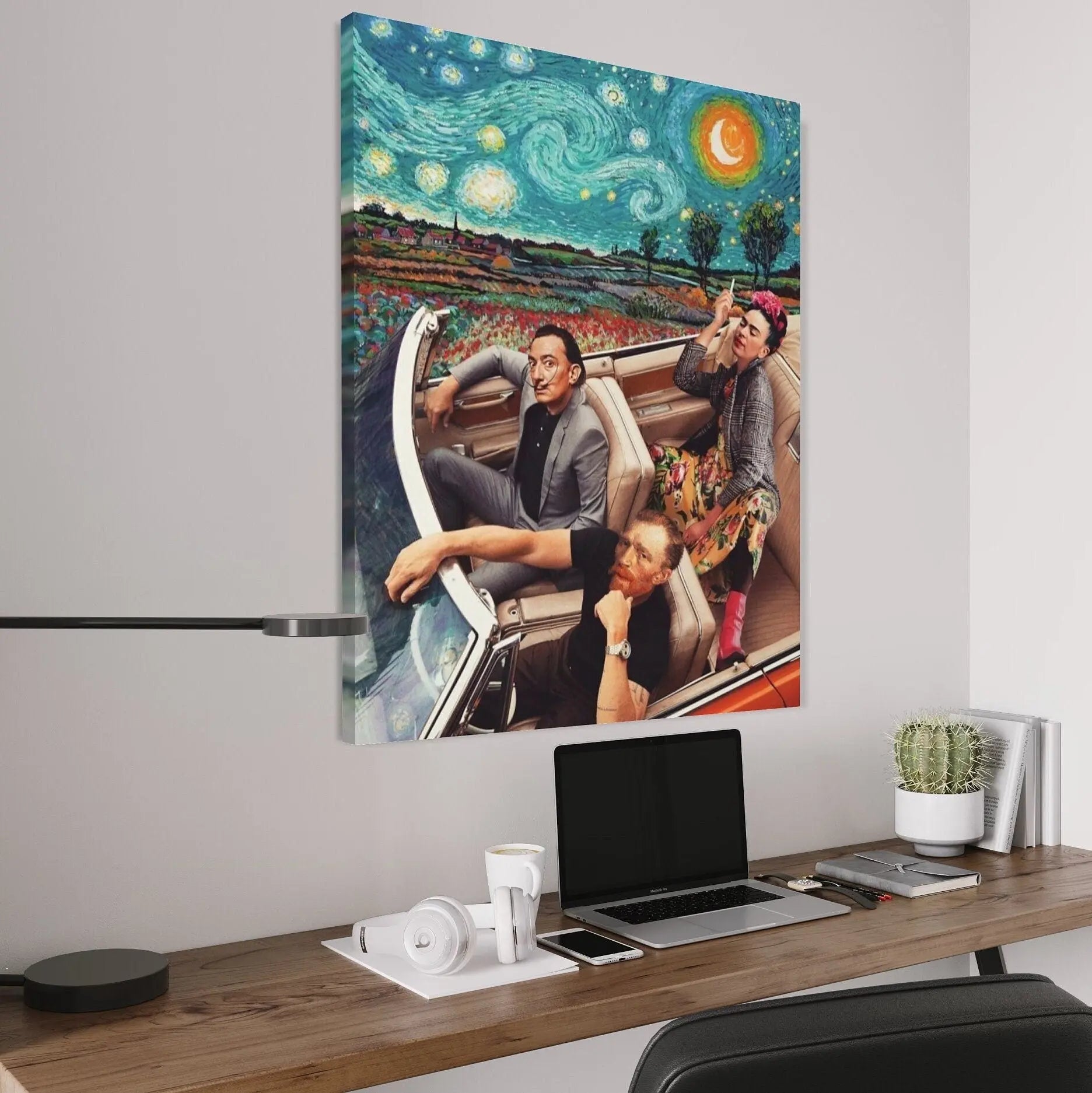 Starry Night Car - Van Gogh, Frida Kalho, Salvador Dali Canvas Wall Art | Poster Print - Canvastoria