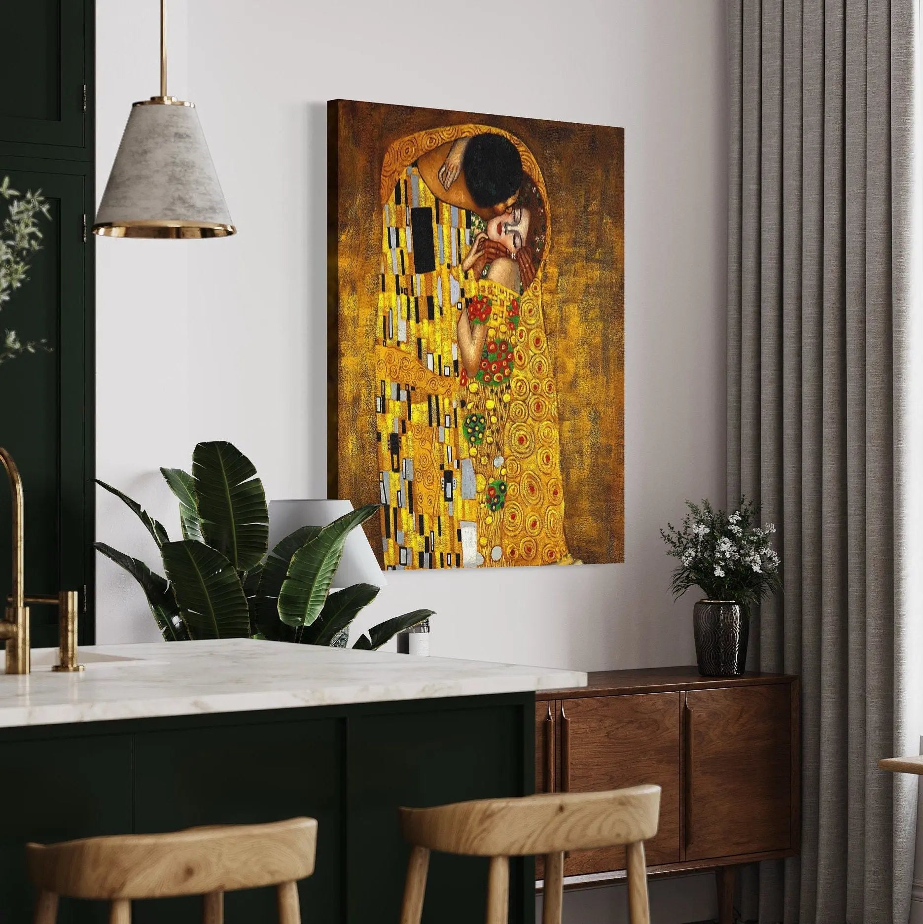 The Kiss Painting by Gustav Klimt (1908) Canvas Wall Art | Poster Print Canvastoria