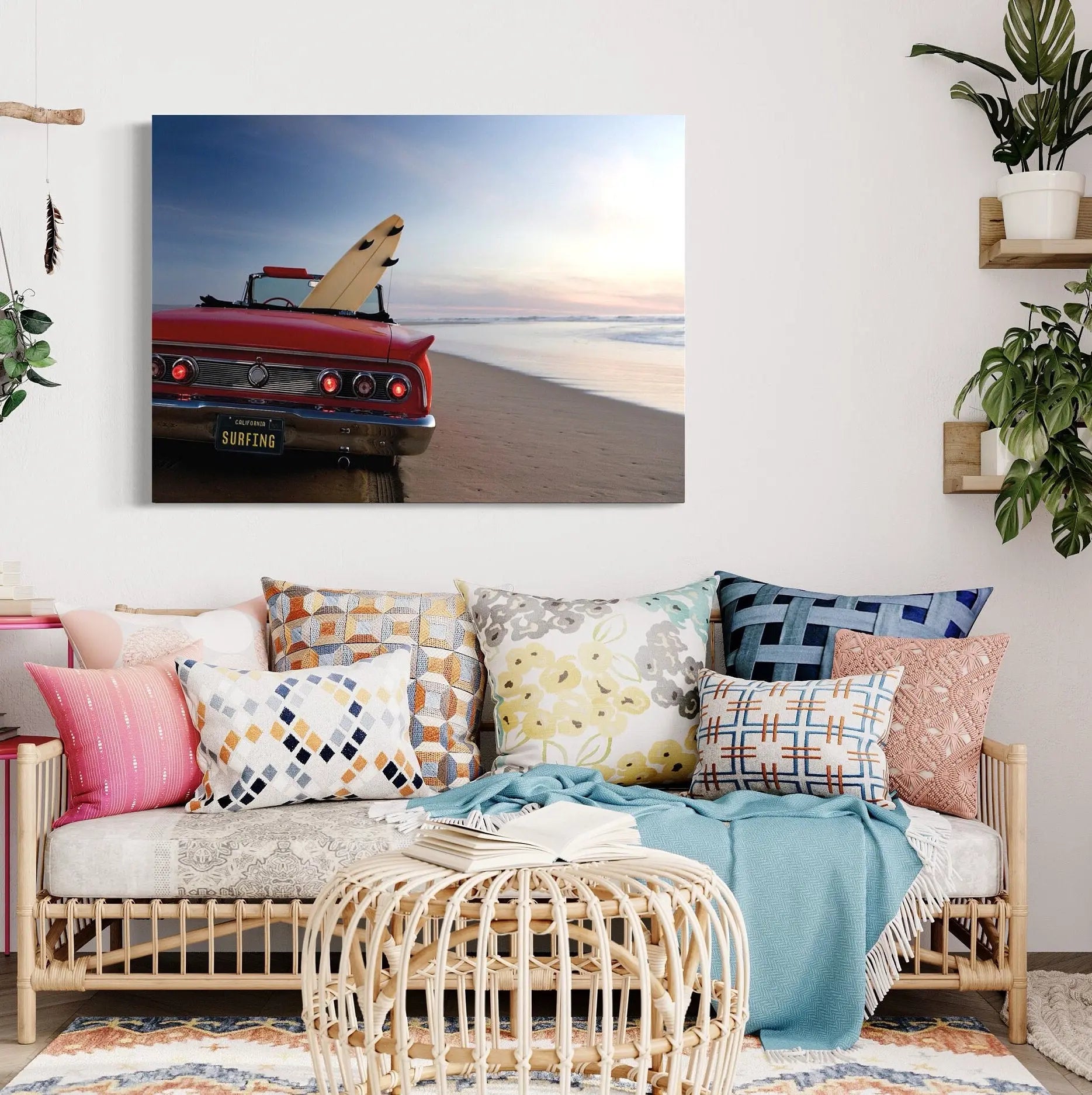 Vintage Surf and Car Vibes Canvas Wall Art | Poster Print - Canvastoria
