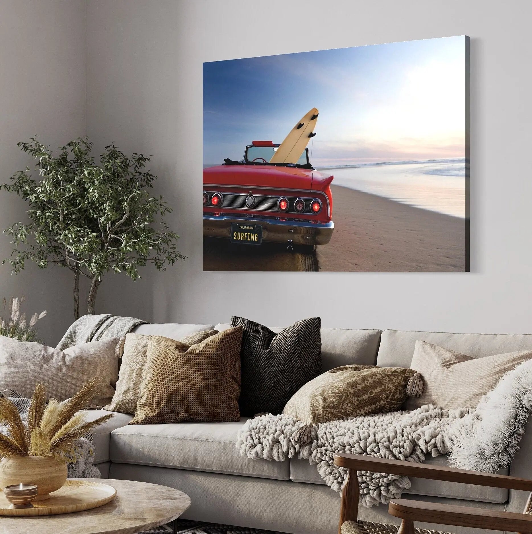 Vintage Surf and Car Vibes Canvas Wall Art | Poster Print - Canvastoria