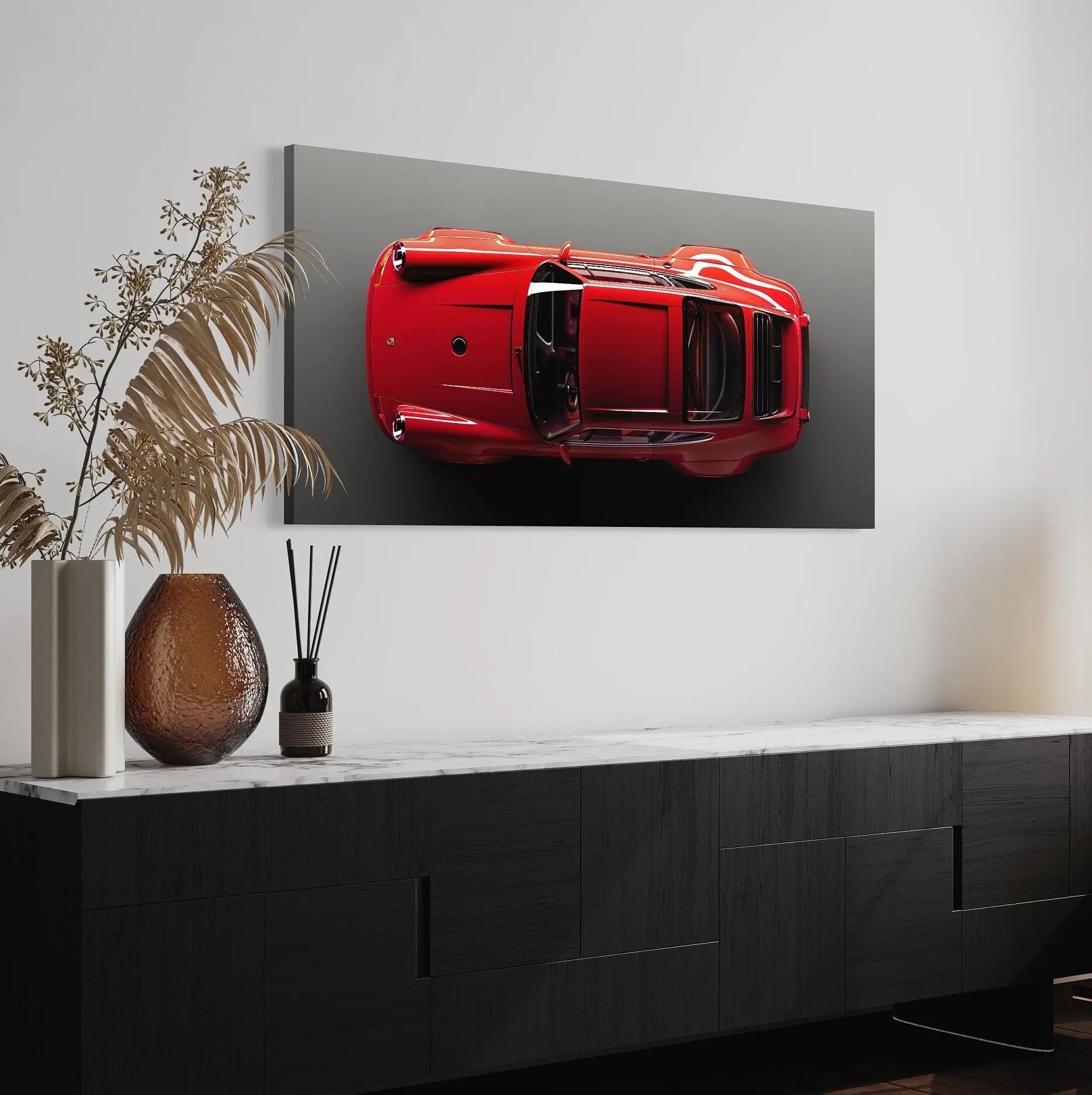 Red Porsche Top Canvas Wall Art | Poster Print Canvastoria