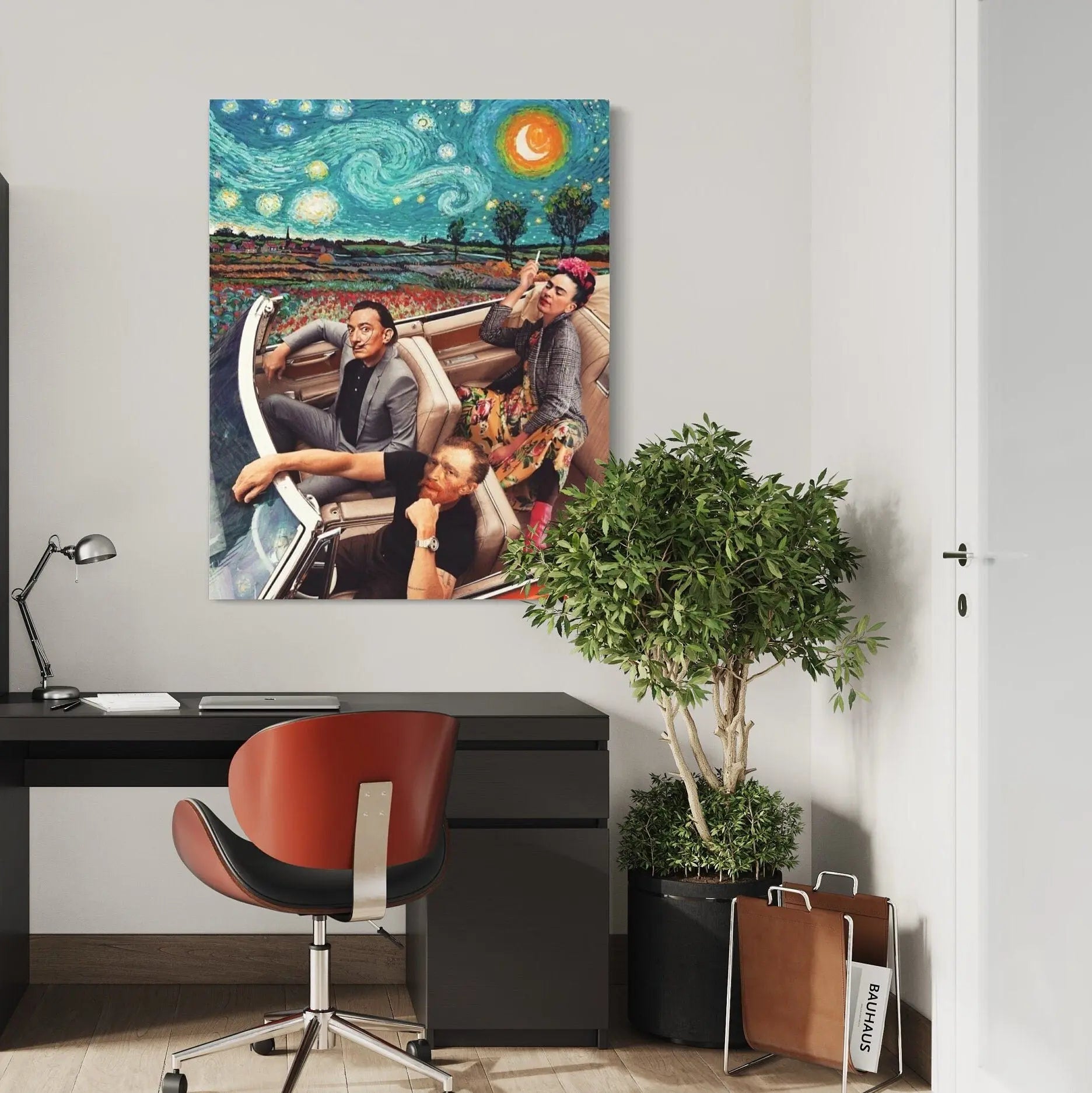 Starry Night Car - Van Gogh, Frida Kalho, Salvador Dali Canvas Wall Art | Poster Print - Canvastoria