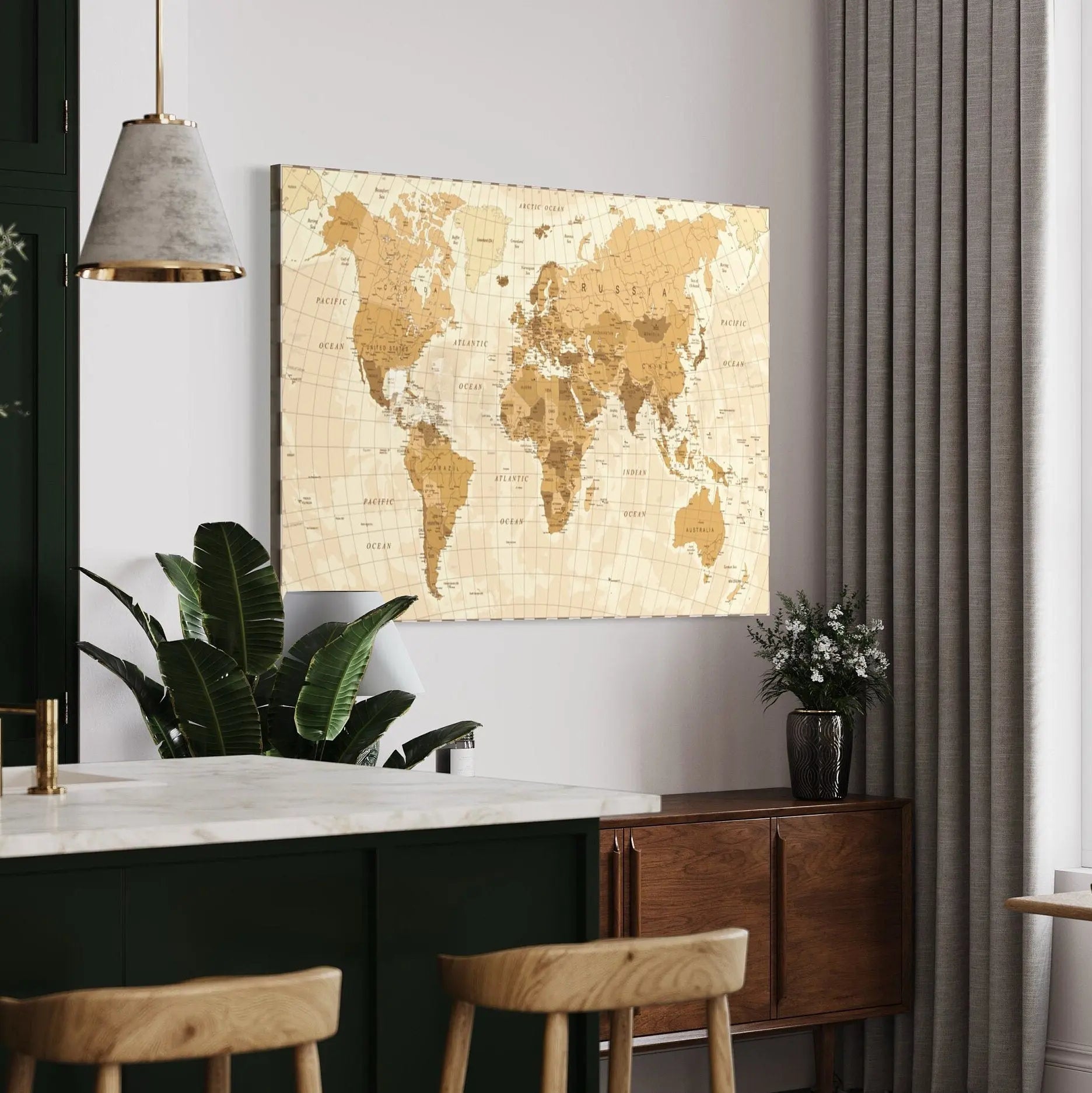 Vintage World Map Canvas Wall Art | Poster Print Canvastoria