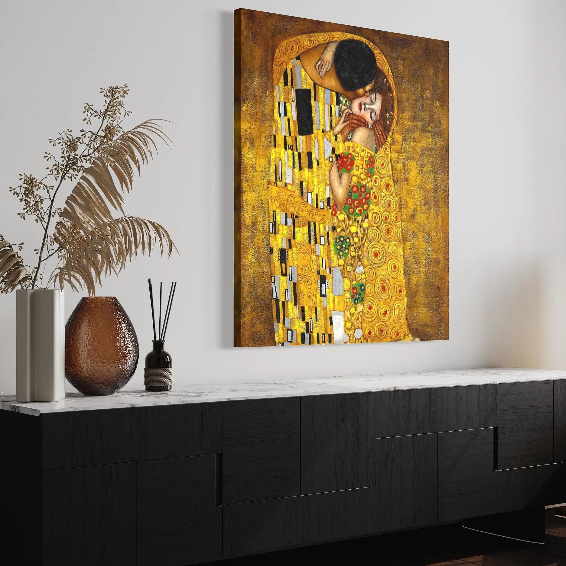 The Kiss Painting by Gustav Klimt (1908) Canvas Wall Art | Poster Print Canvastoria