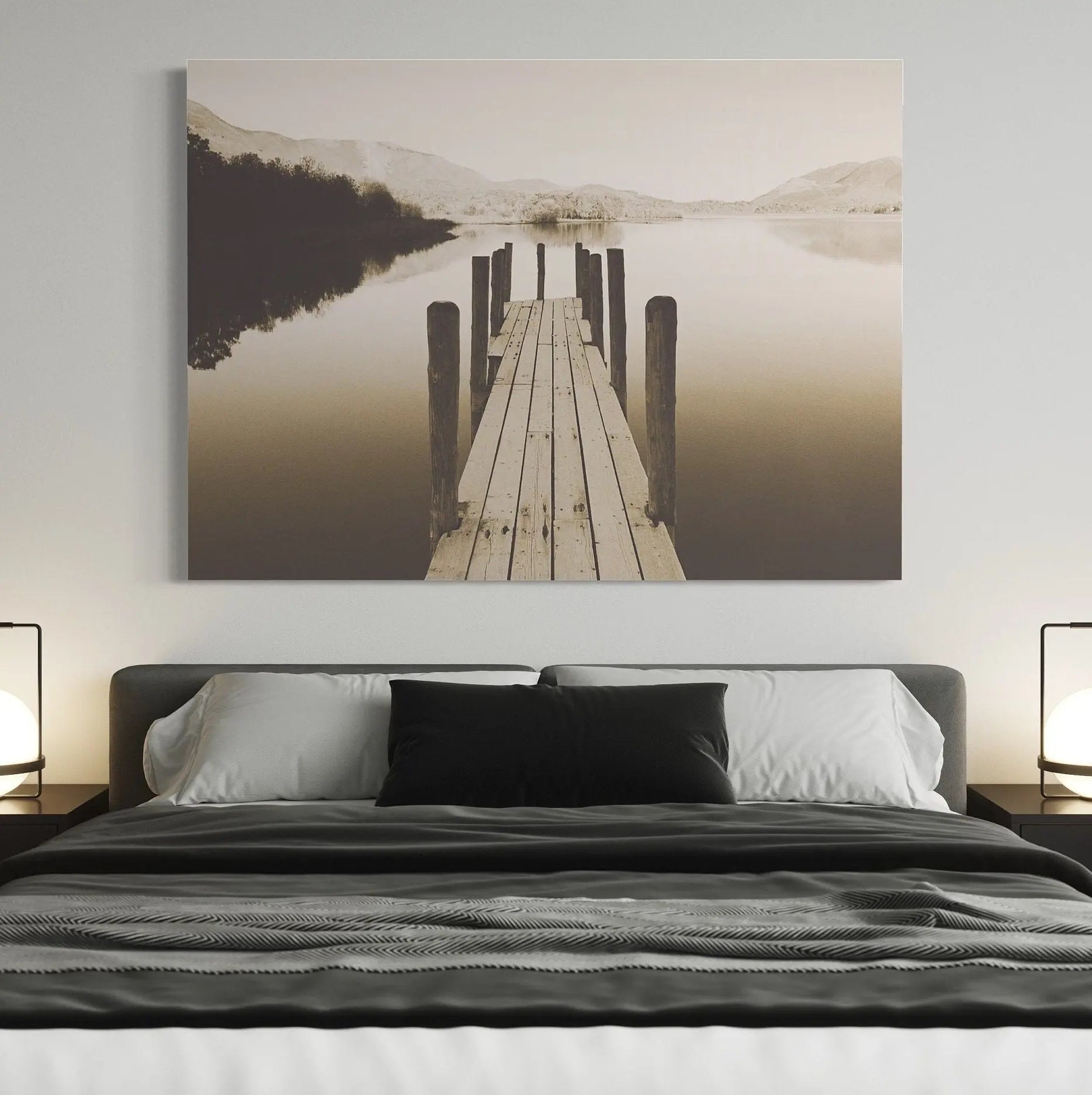 Serene Dusk Pier Coastal Sunset Canvas Wall Art | Poster Print - Canvastoria