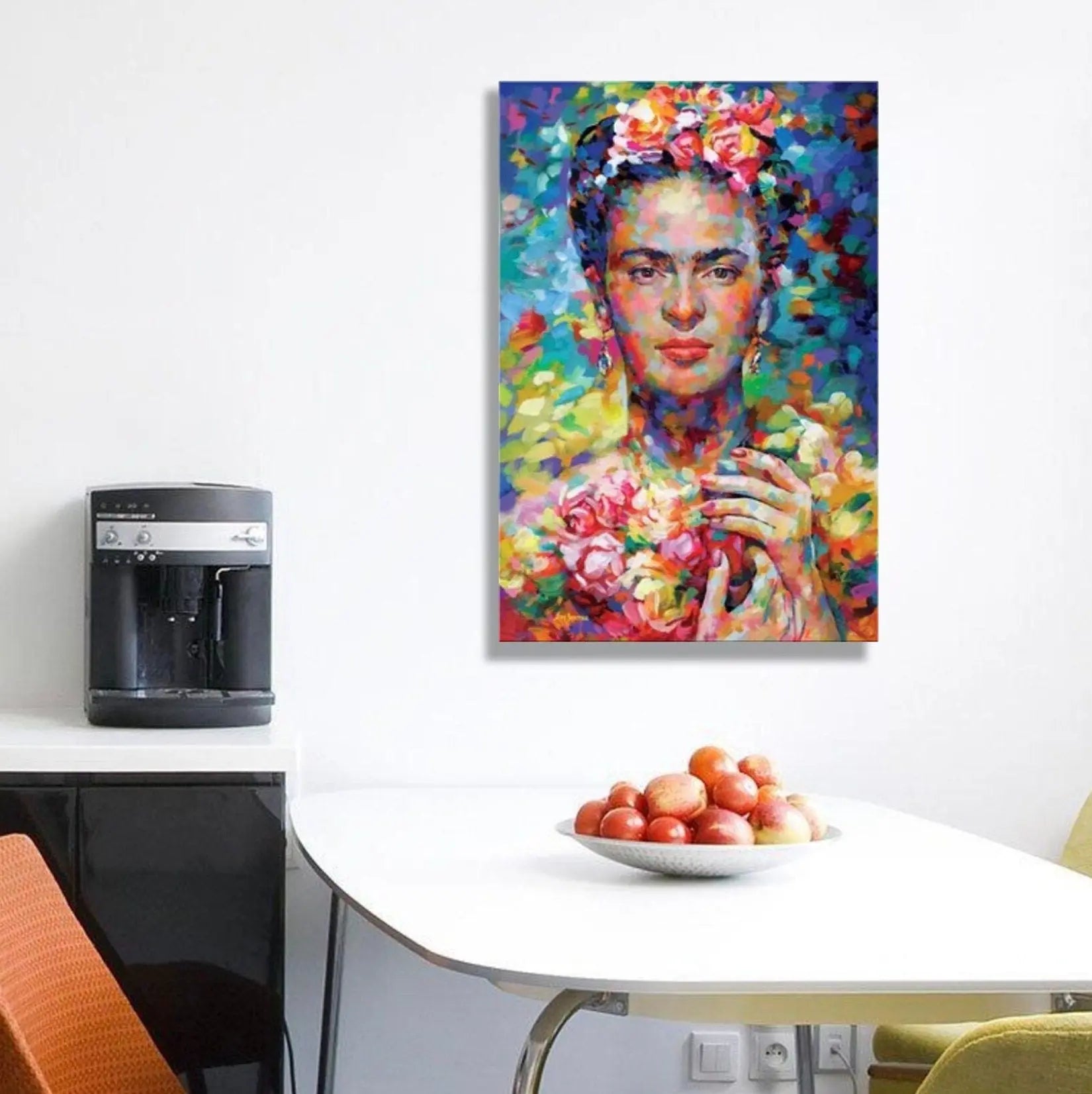 Frida Kahlo & Bunch of Head Flowers Canvas Wall Art | Poster Print Canvastoria