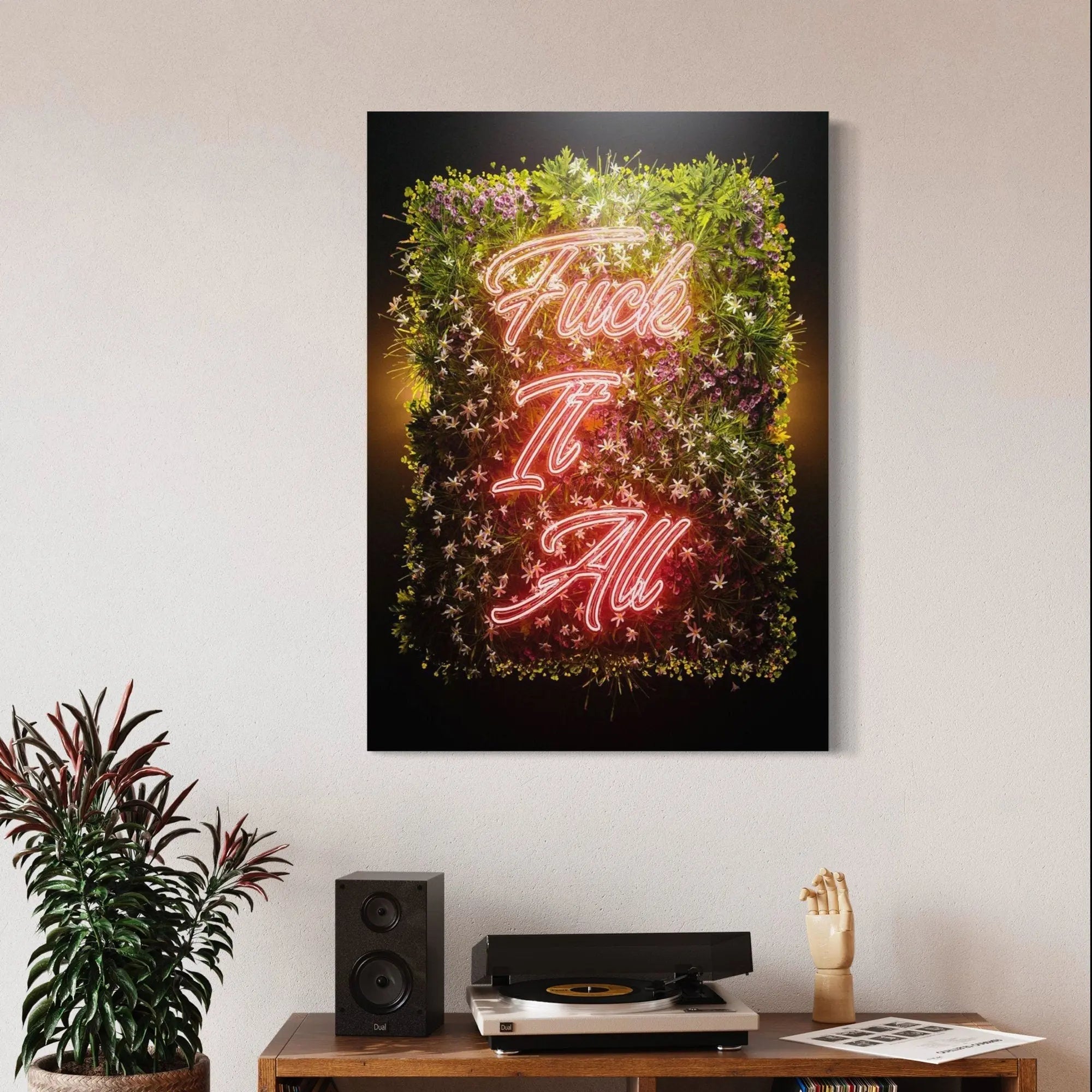 F*ck it All Neon Canvas Wall Art | Poster Print Canvastoria