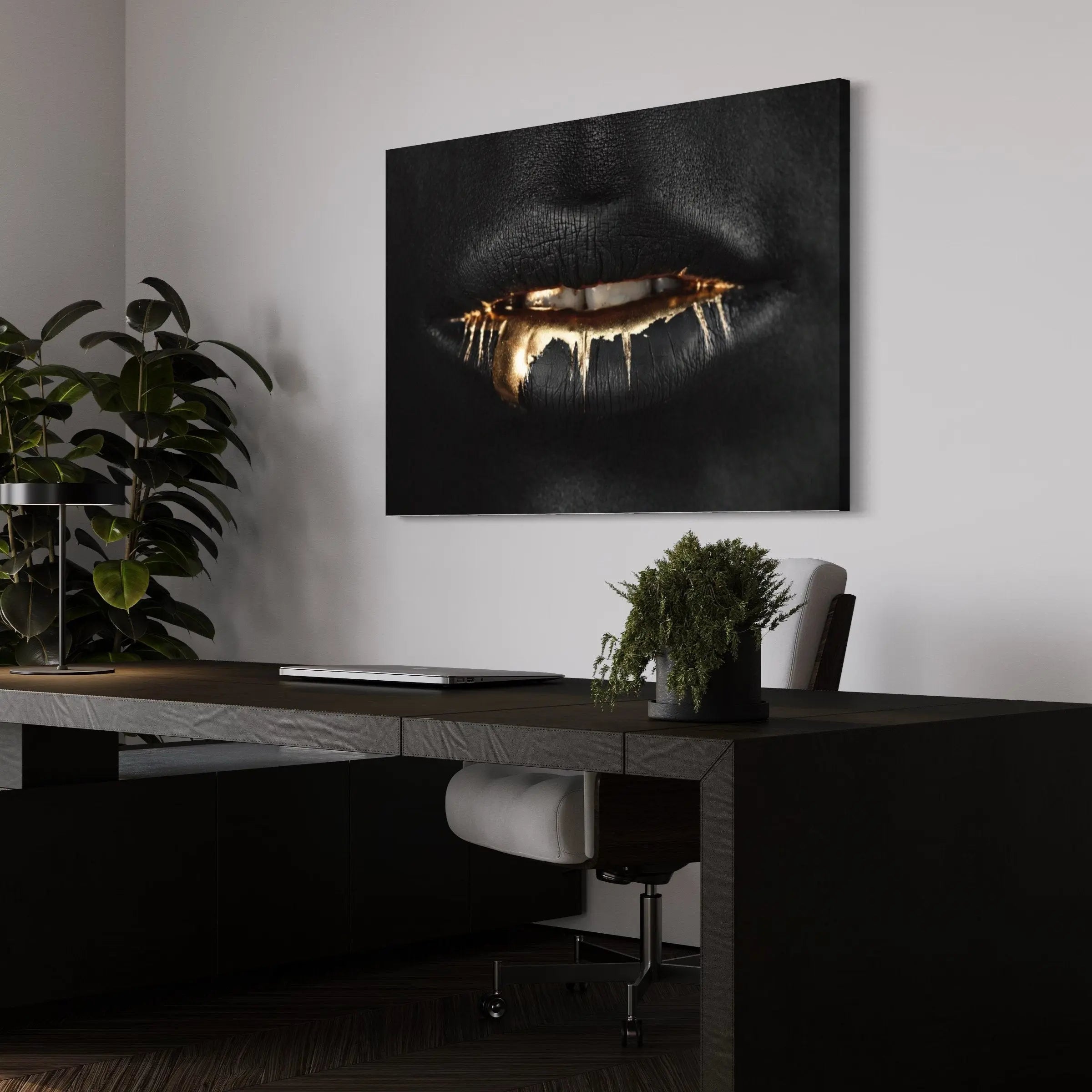 Golden Lips Canvas Wall Art | Poster Print Canvastoria