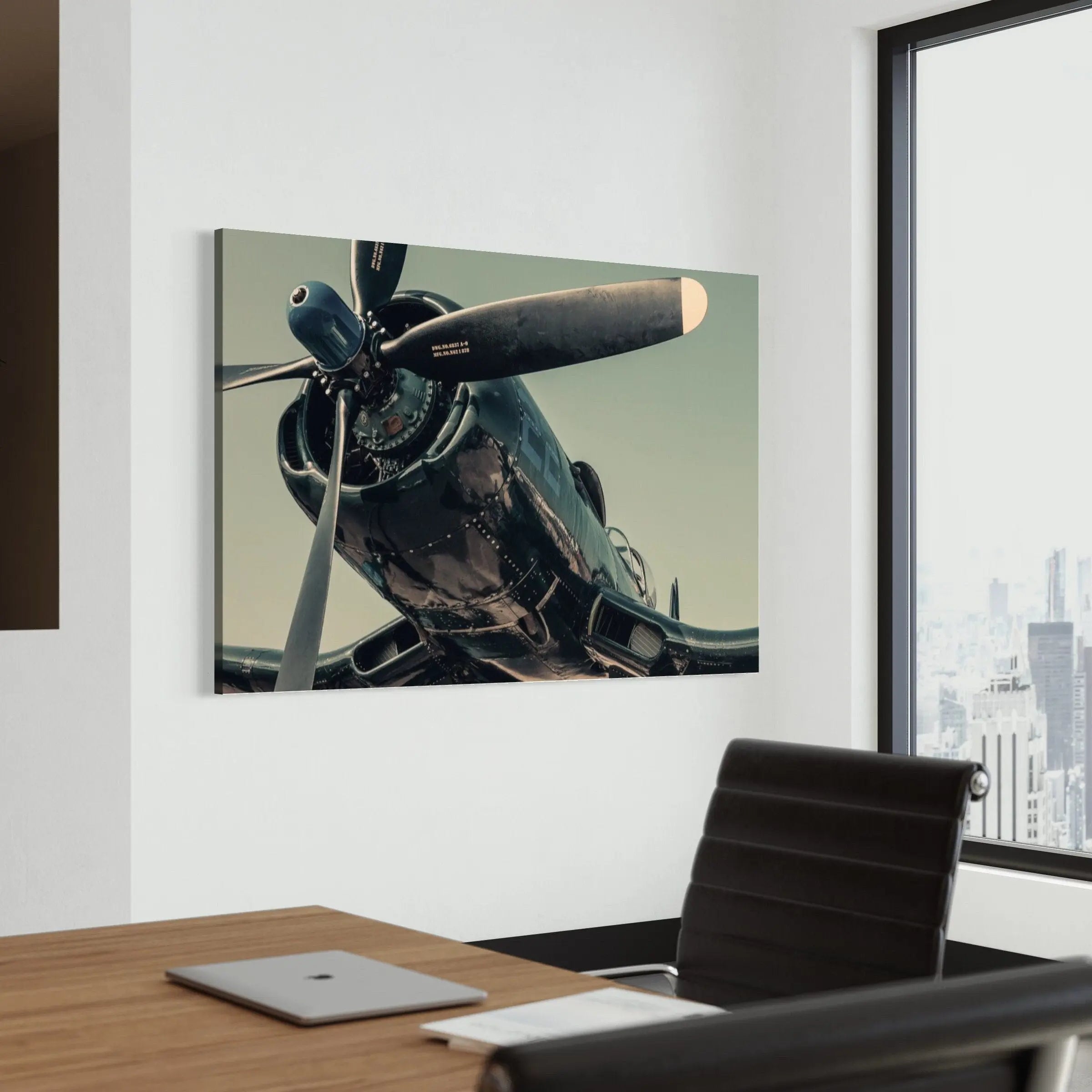 Warplane Propeller Head Canvas Wall Art | Poster Print Canvastoria