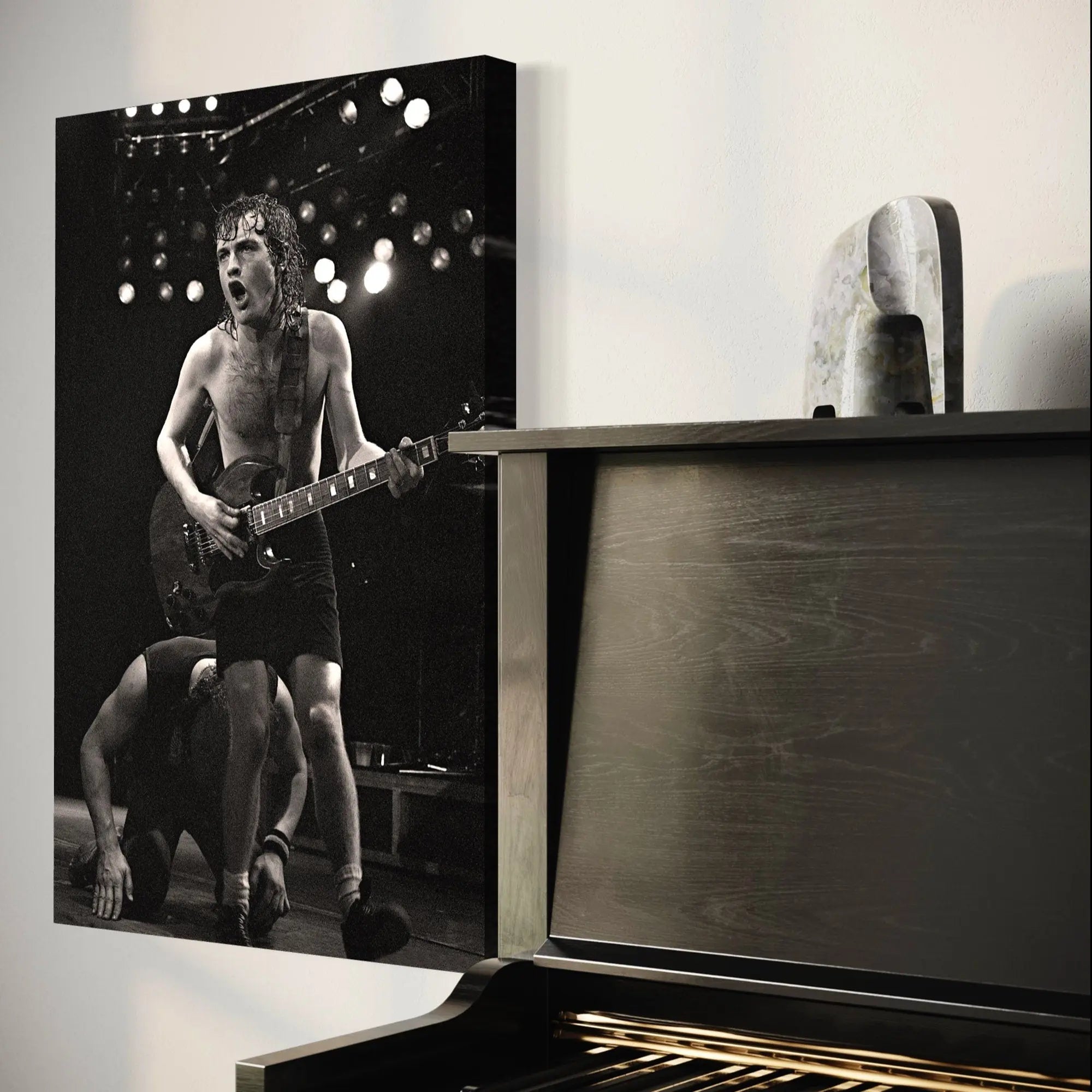 Angus Young 'Guitar Play' Canvas Wall Art | Poster Print Canvastoria