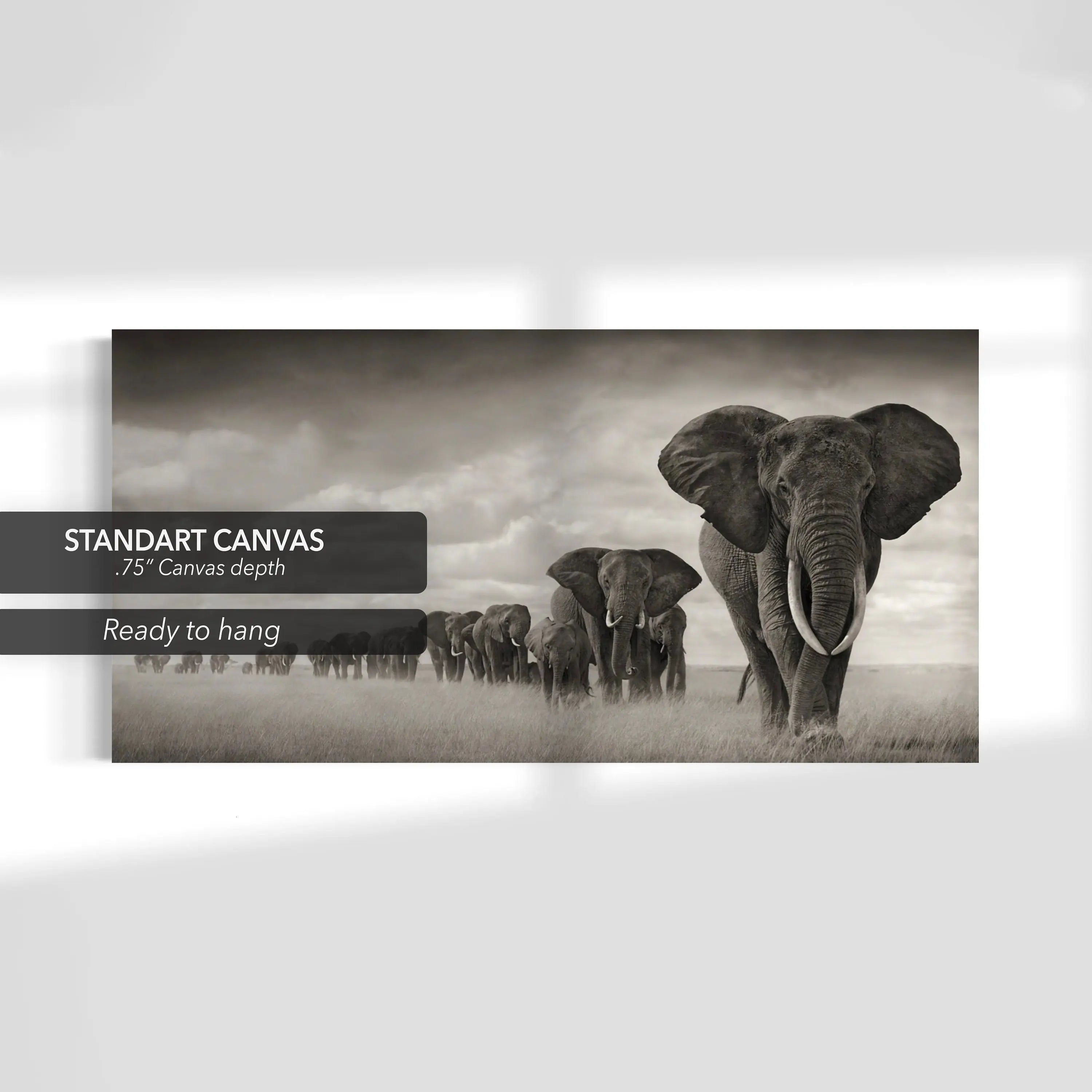 Elephants on The Way Canvas Wall Art | Poster Print - Canvastoria