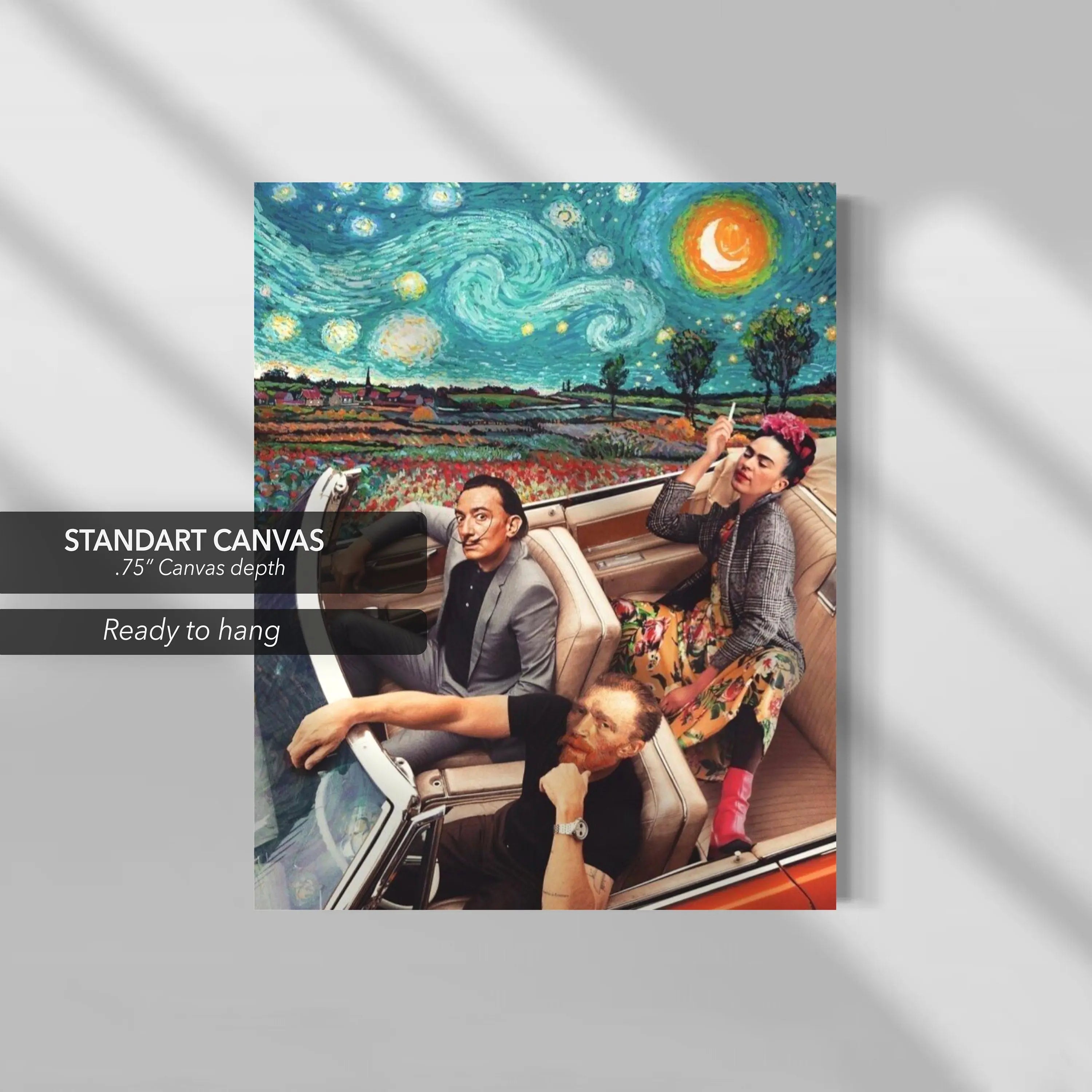 Starry Night Car - Van Gogh, Frida Kalho, Salvador Dali Canvas Wall Art | Poster Print - Canvastoria