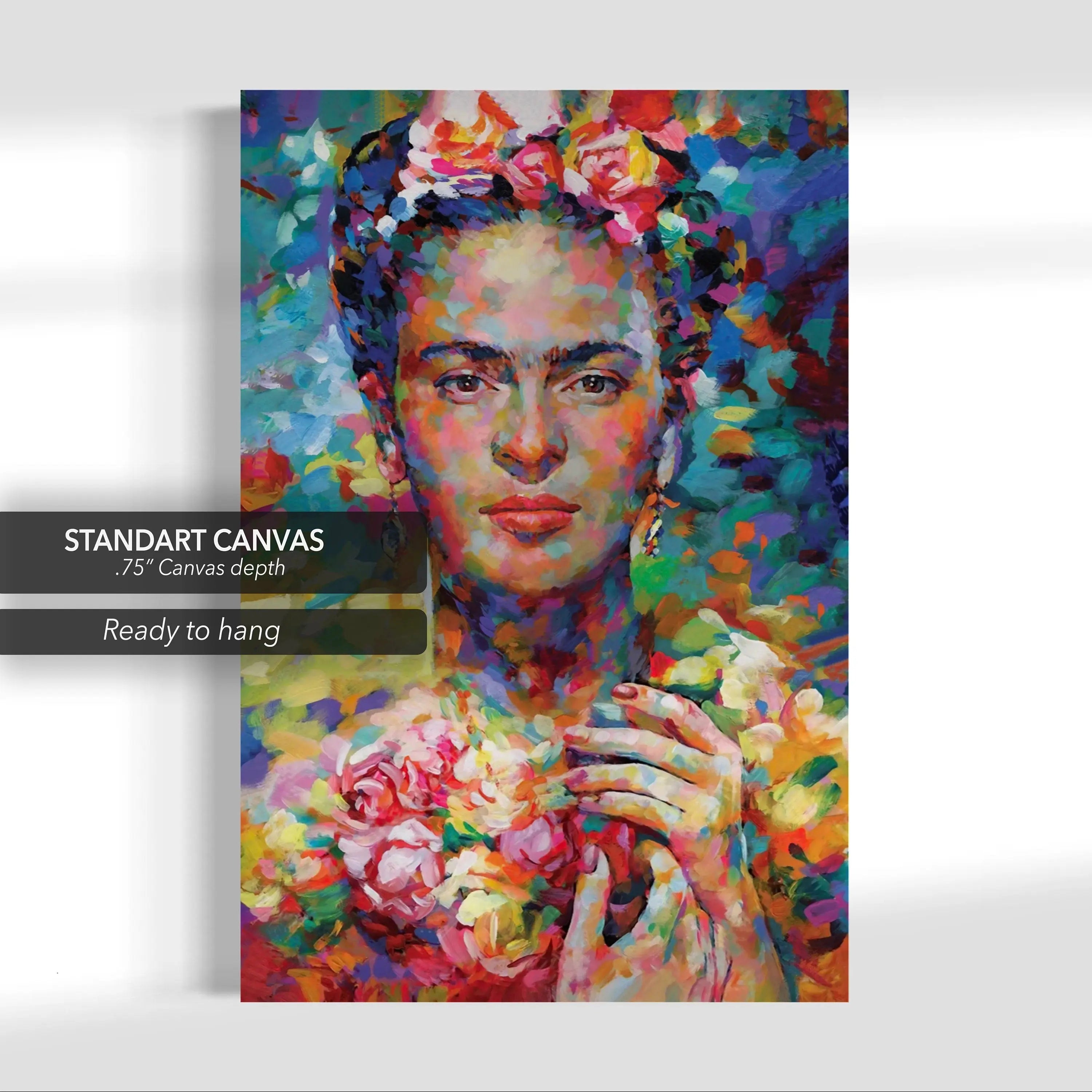 Frida Kahlo & Bunch of Head Flowers Canvas Wall Art | Poster Print Canvastoria