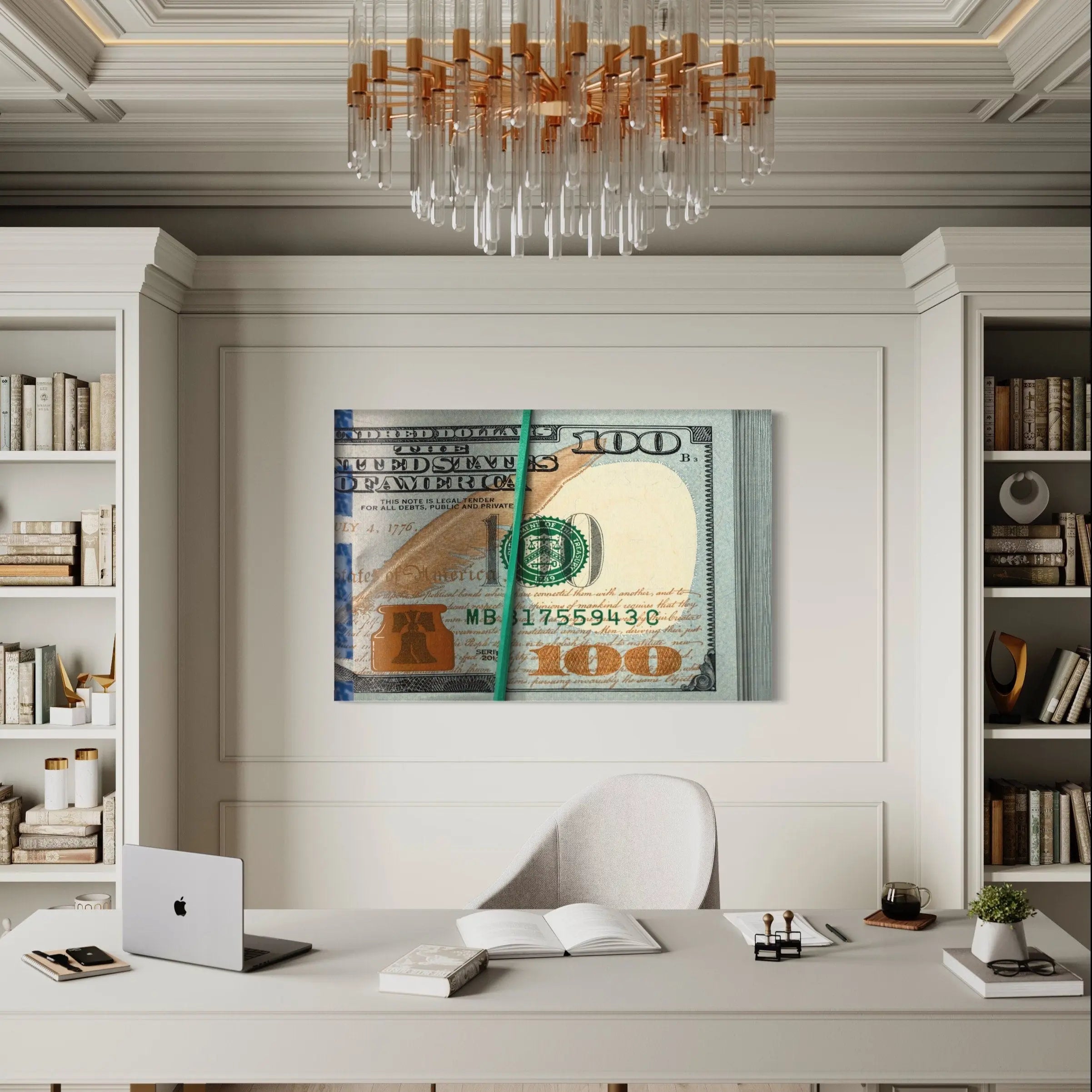 Rubberband 100 Dollar Bill Canvas Wall Art | Poster Print Canvastoria
