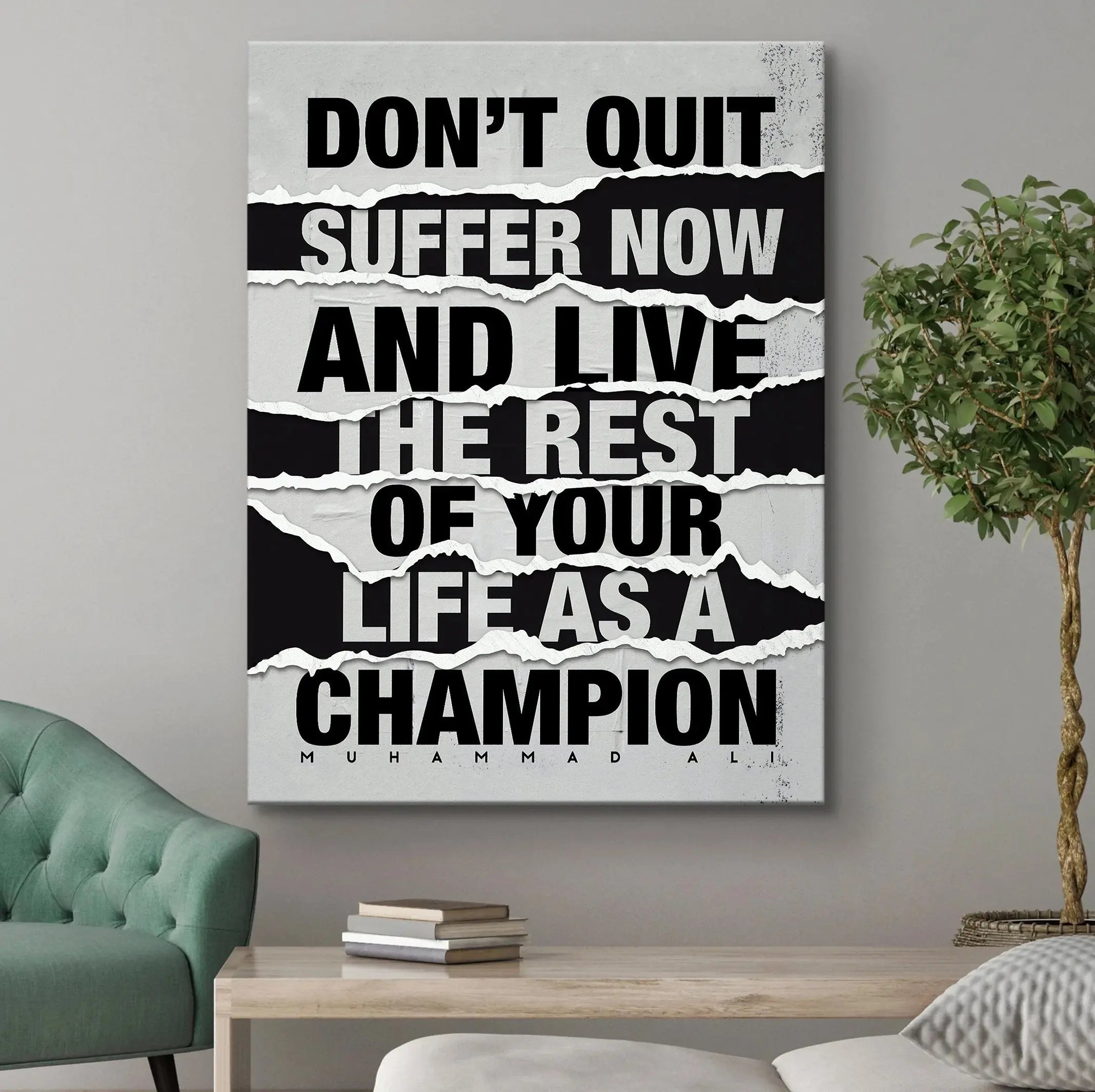 Muhammad Ali 'Don't Quit' Canvas Wall Art | Poster Print Canvastoria