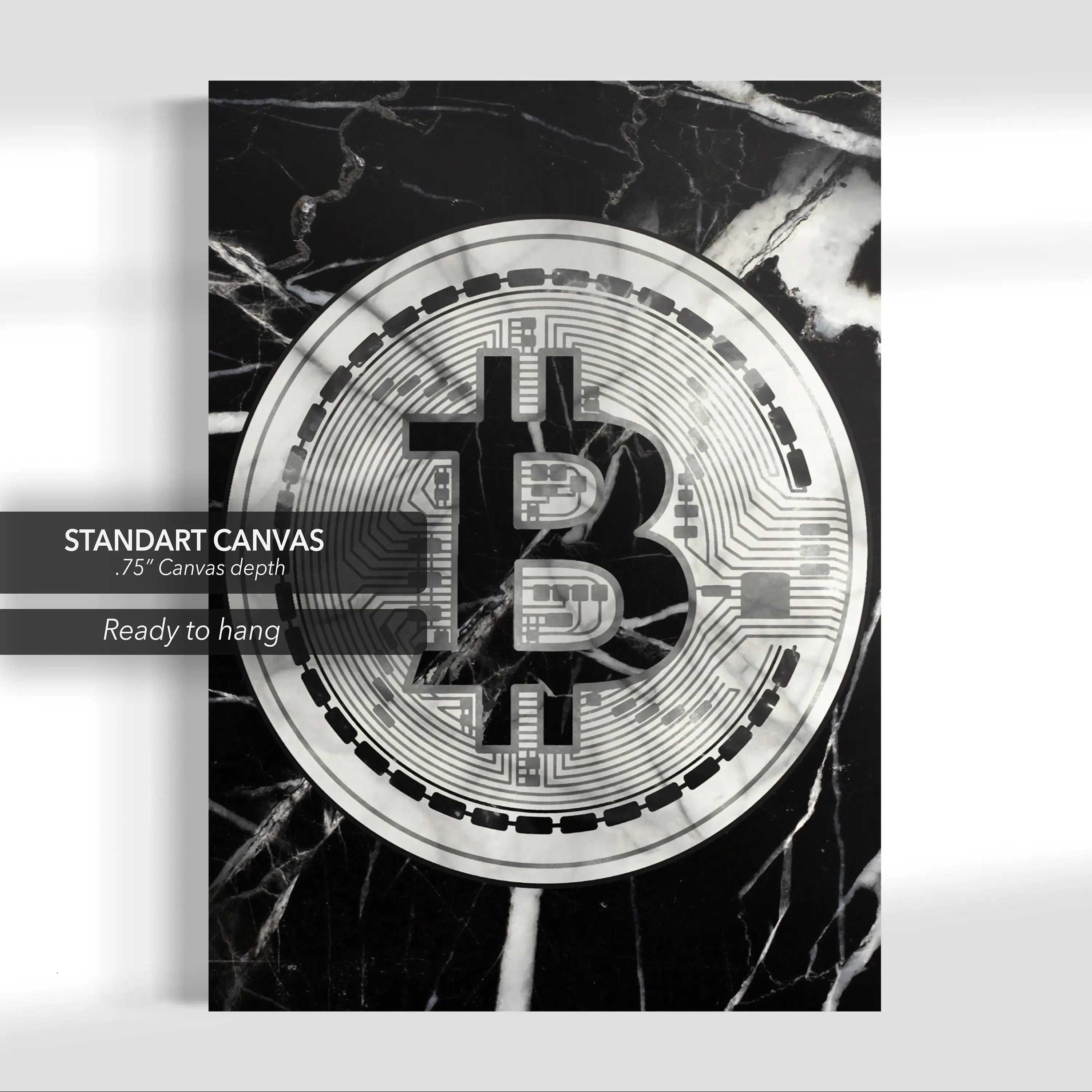 Marble Bitcoin Canvas Wall Art | Poster Print Canvastoria