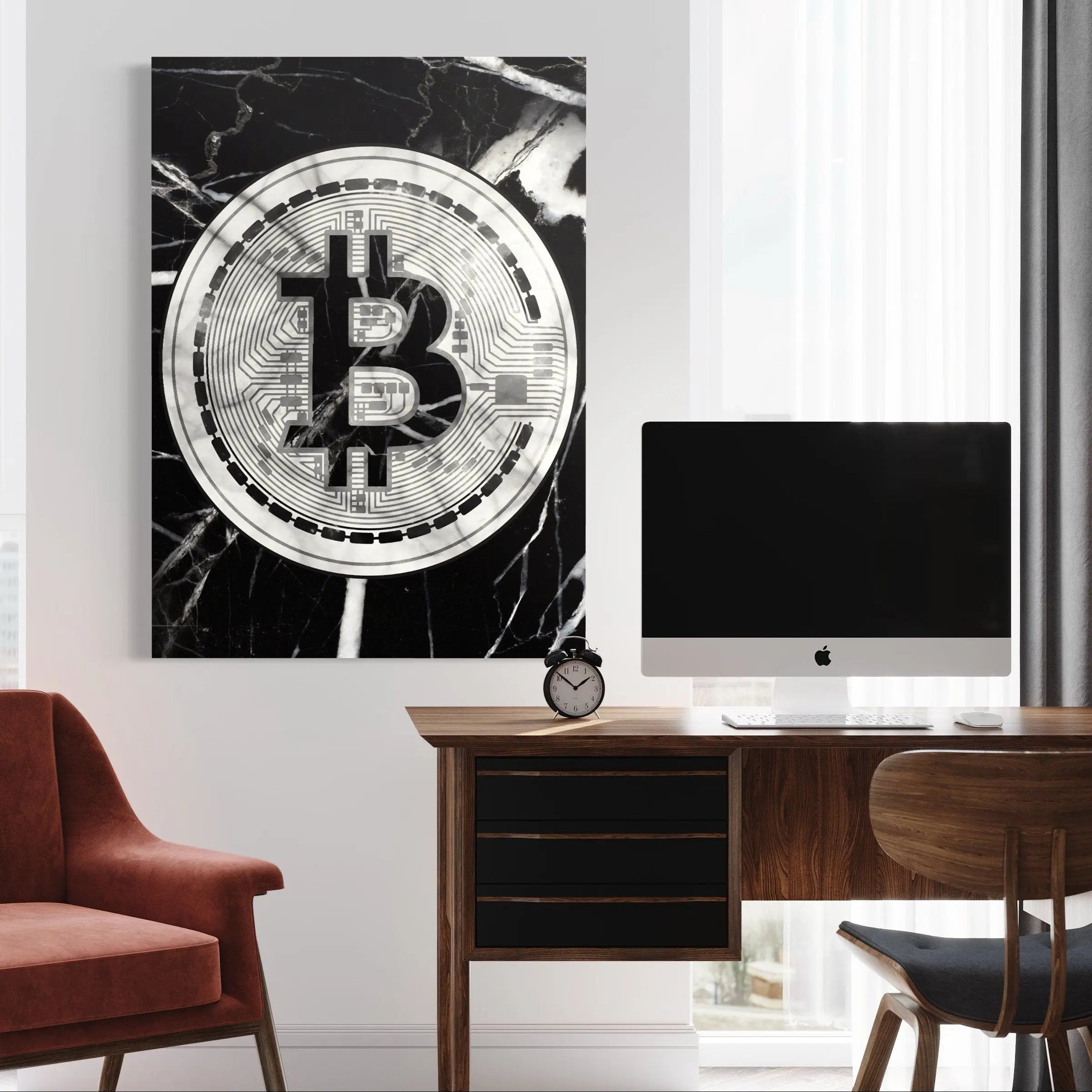 Marble Bitcoin Canvas Wall Art | Poster Print Canvastoria