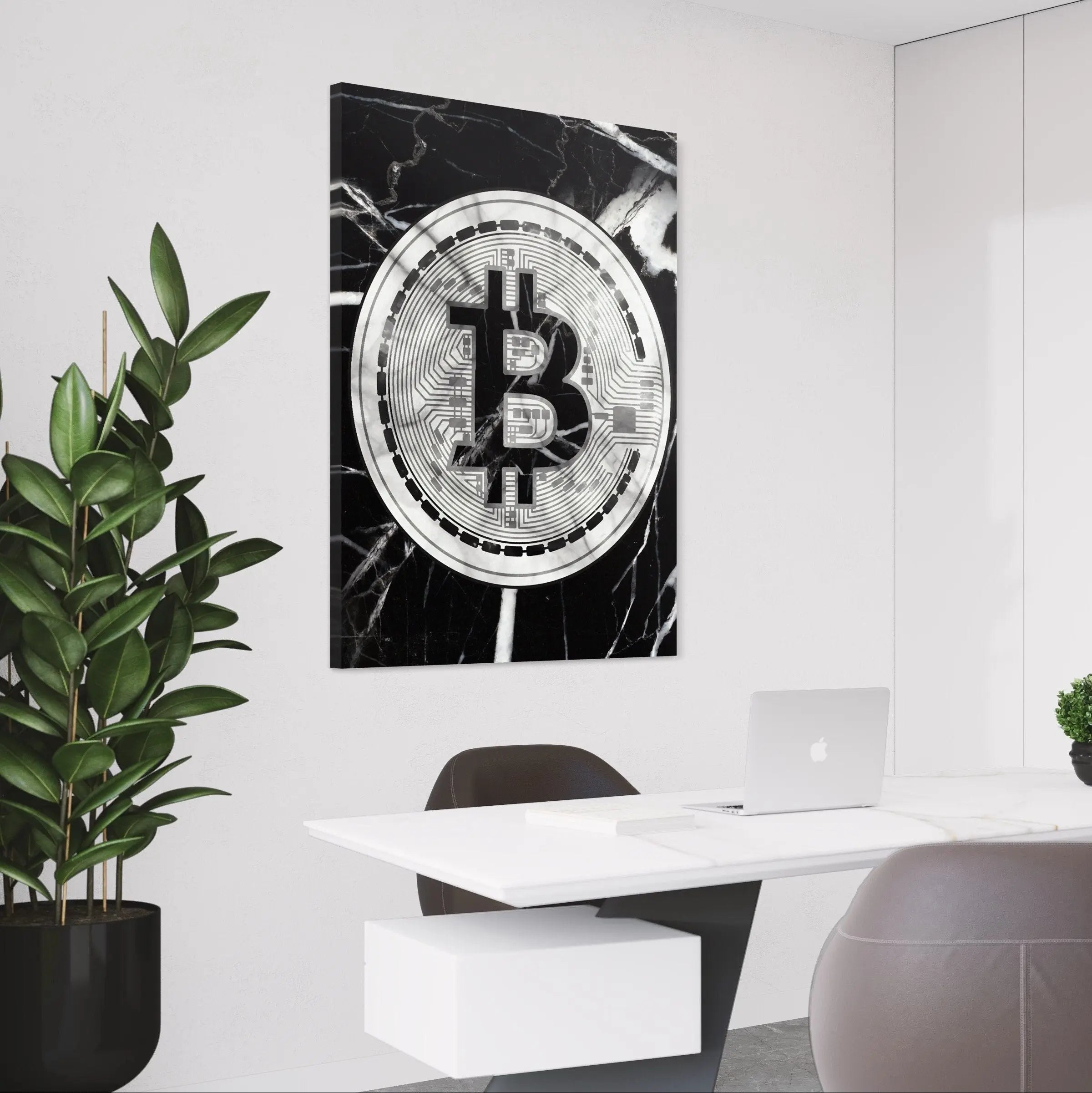 Marble Bitcoin Canvas Wall Art | Poster Print Canvastoria