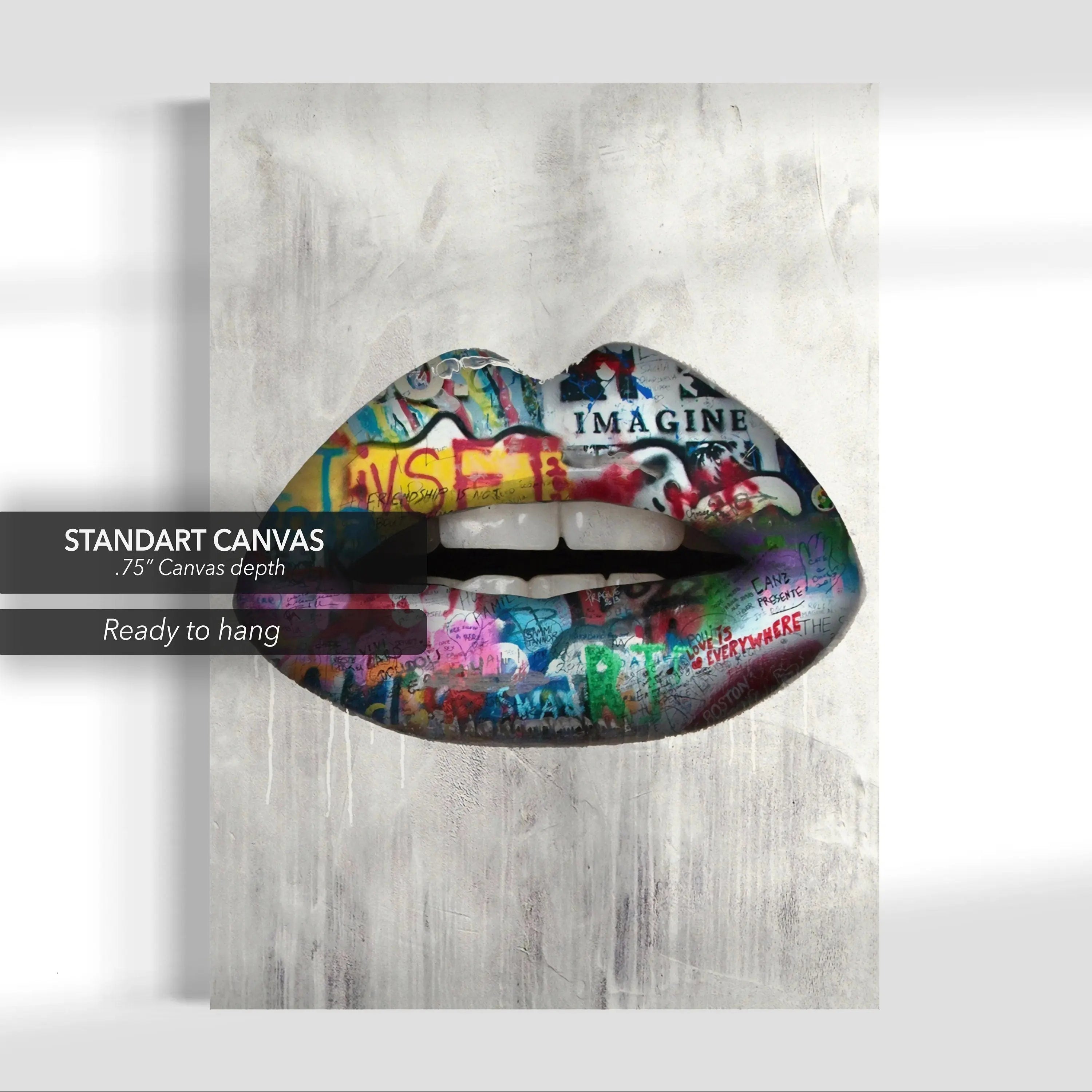 Graffity Lips Canvas Wall Art | Poster Print - Canvastoria