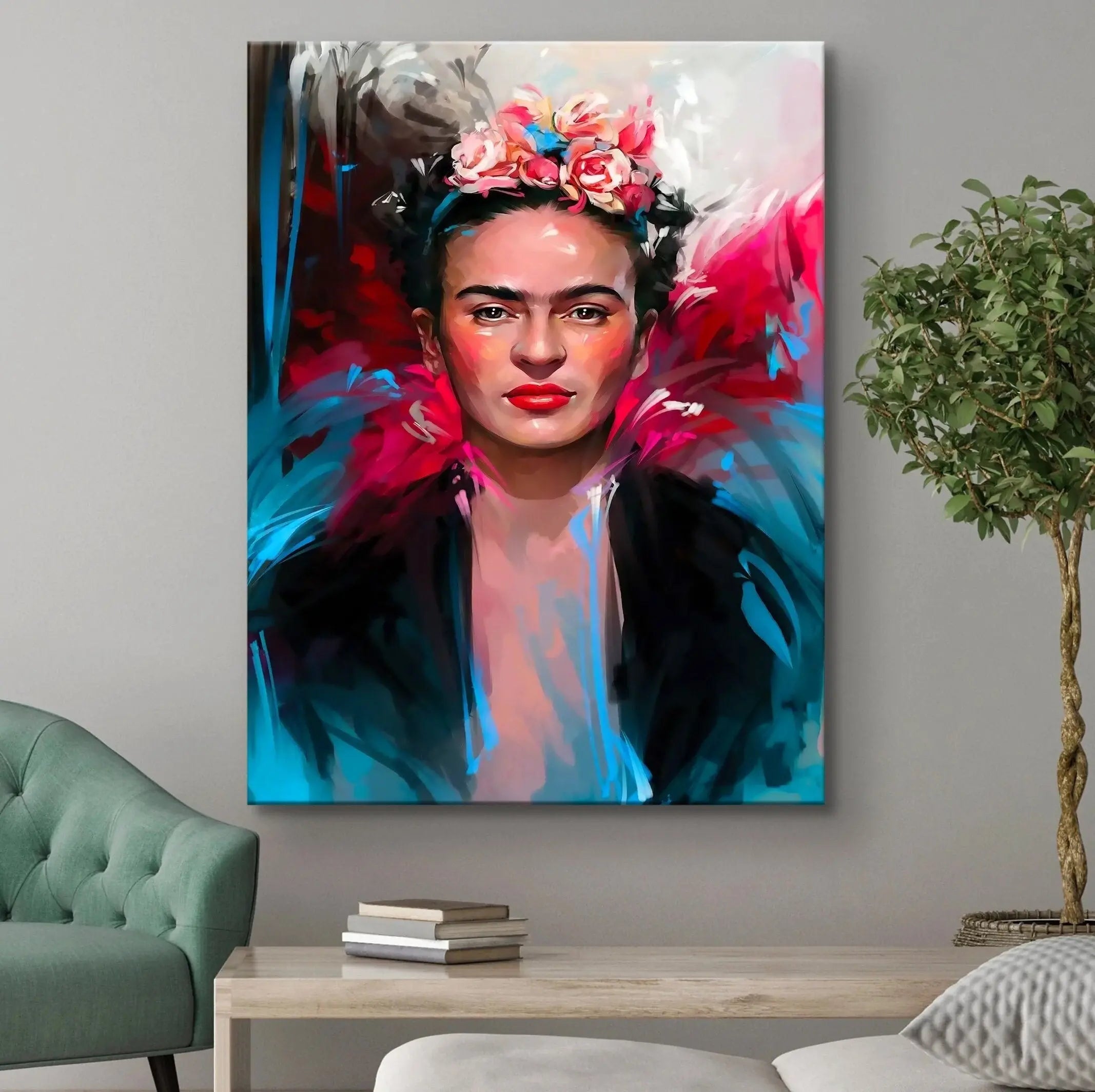 Frida Kahlo ’Bunch of Head Flowers’ Canvas Wall Art | Poster Print Canvastoria
