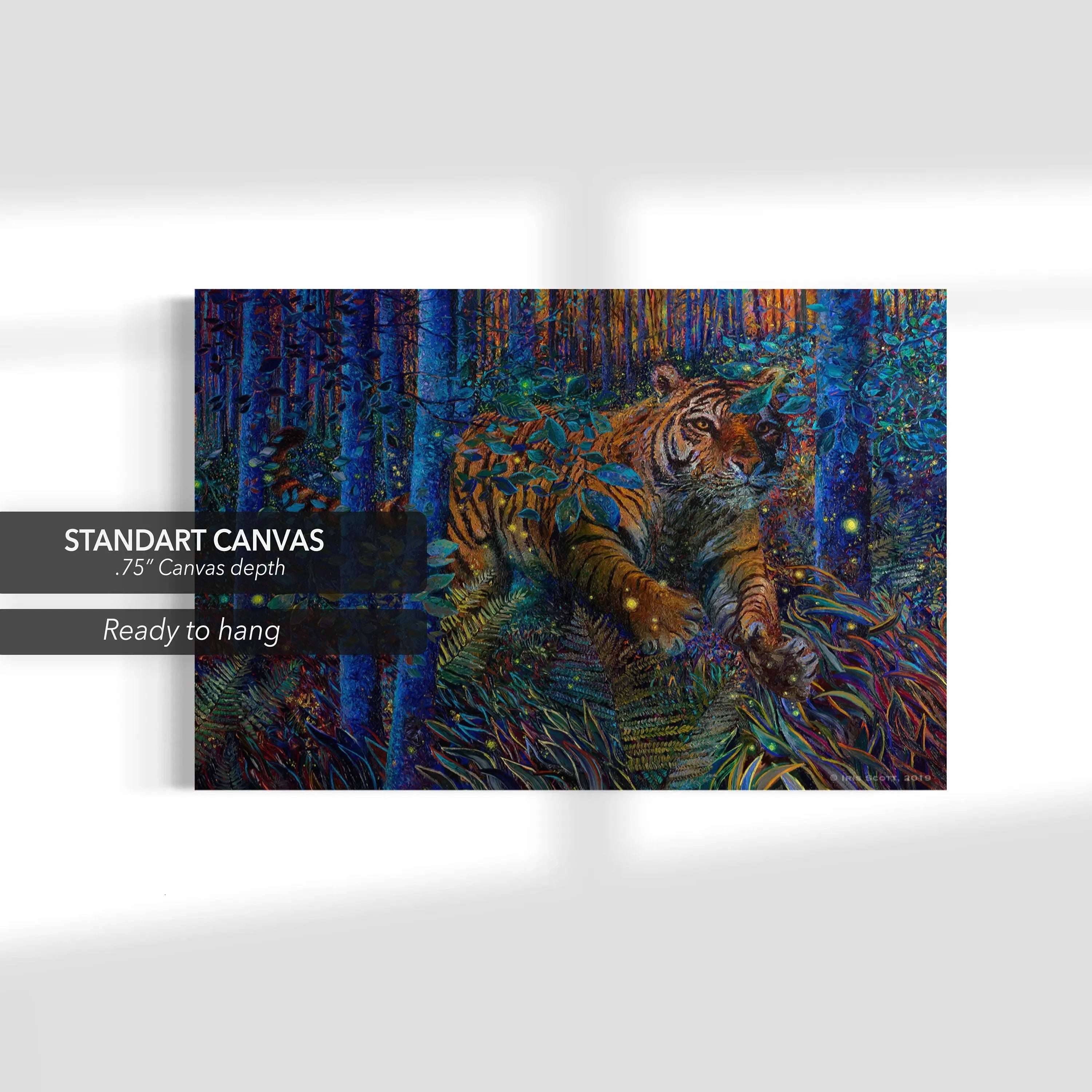 Forest Tiger Fire Canvas Wall Art | Poster Print - Canvastoria