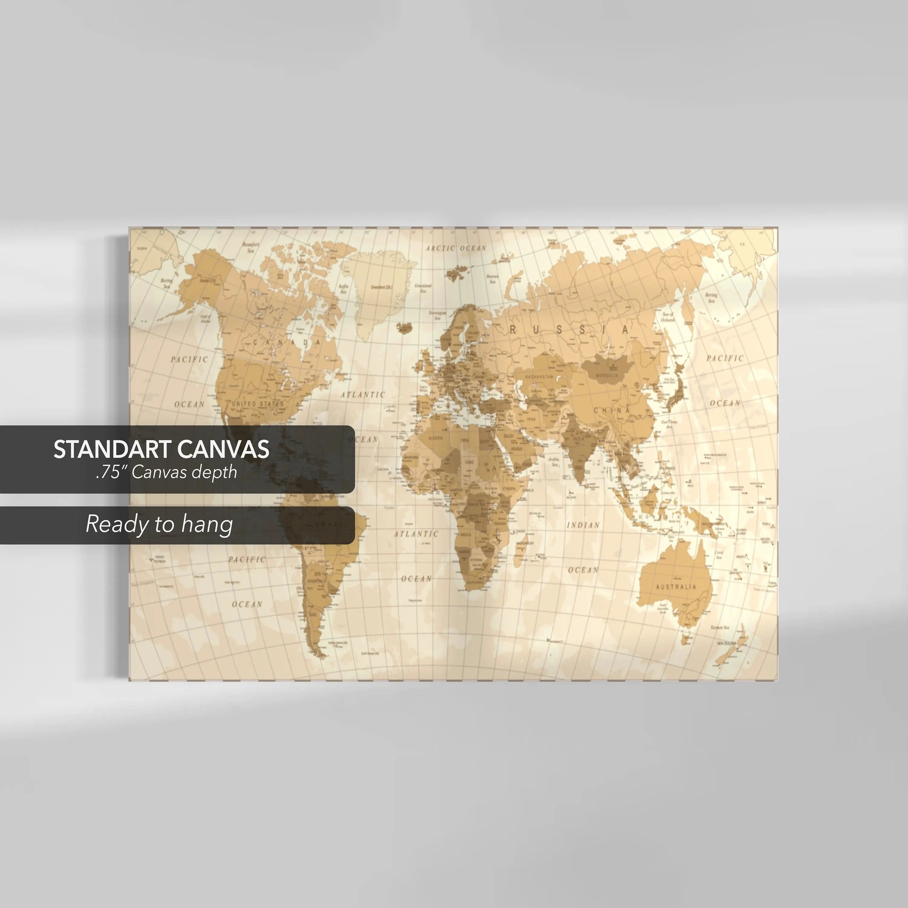Vintage World Map Canvas Wall Art | Poster Print Canvastoria