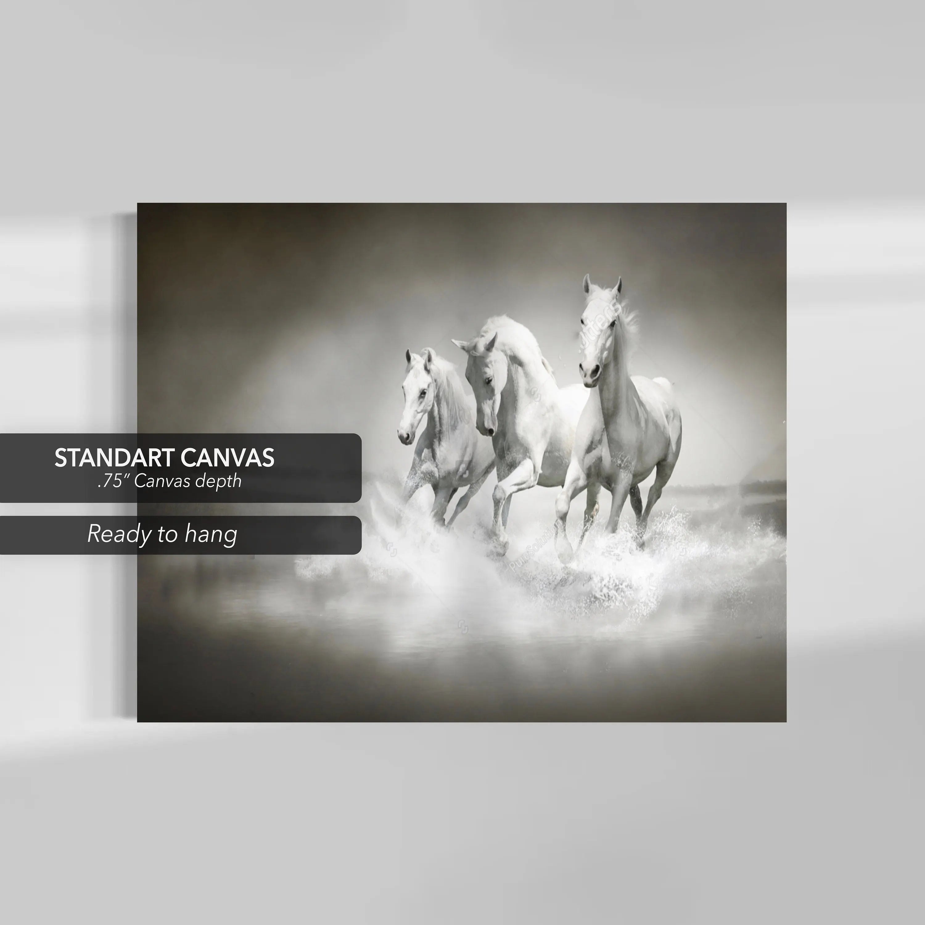 Wild White Horses Canvas Wall Art | Poster Print - Canvastoria