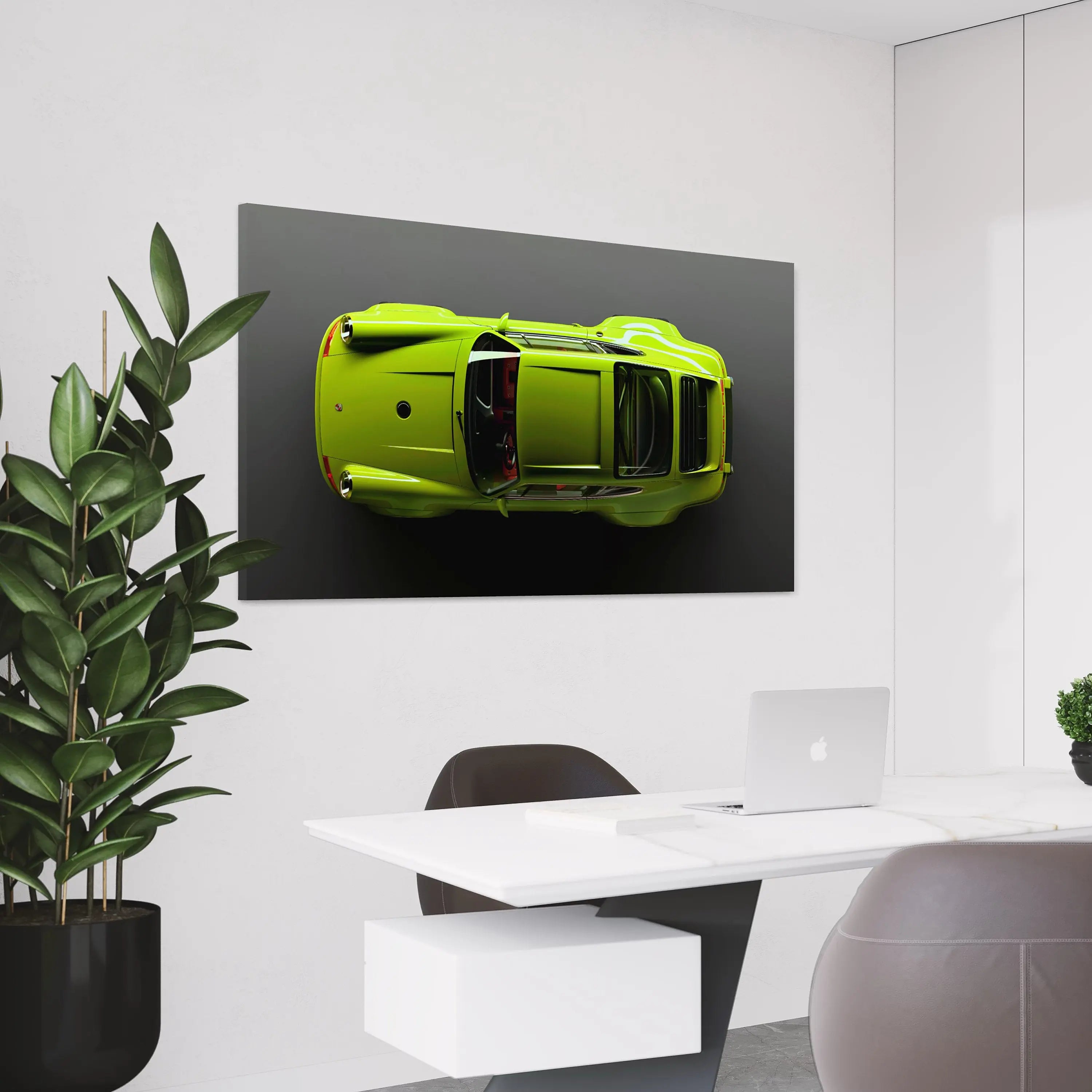 Light Green Porsche Top Canvas Wall Art | Poster Print Canvastoria