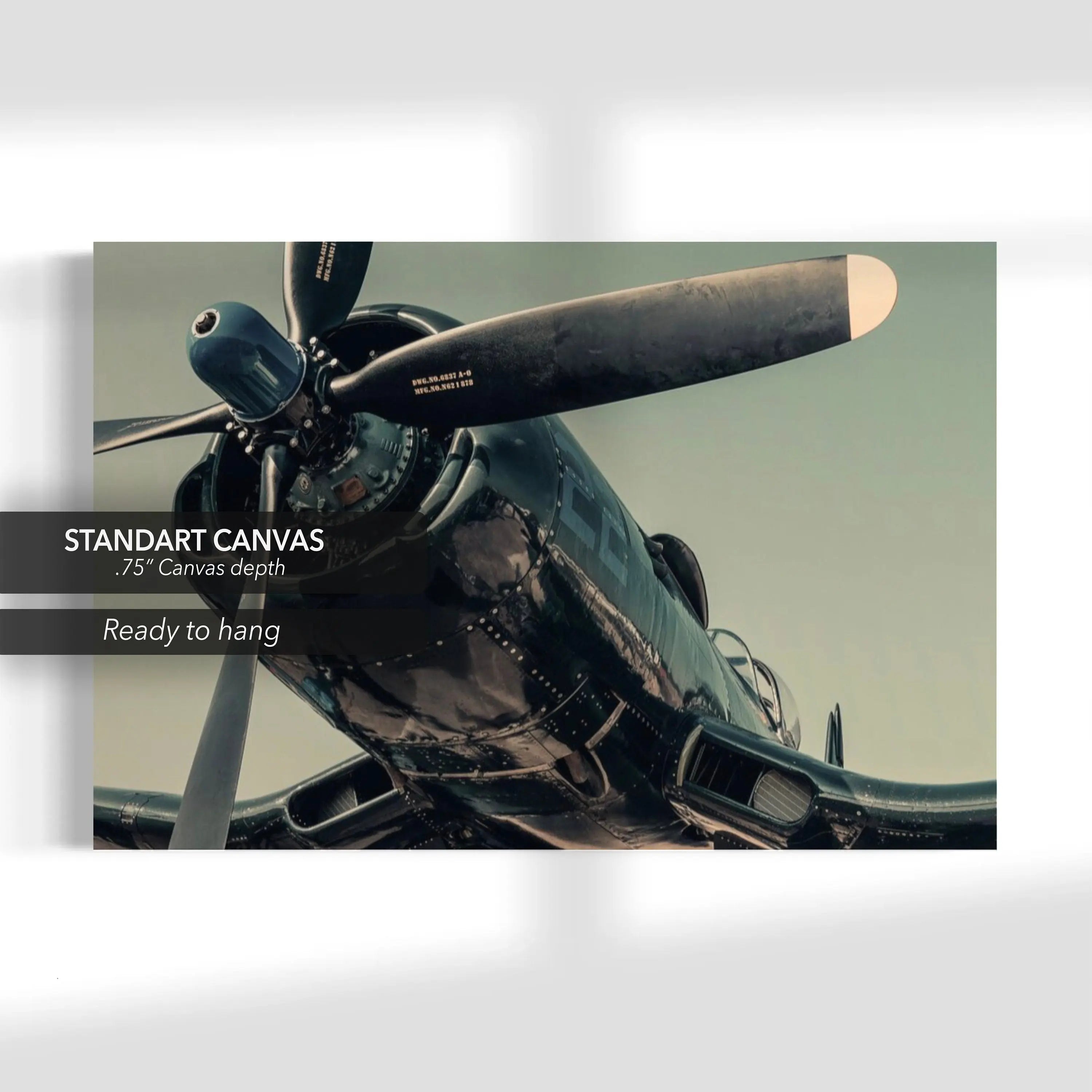 Warplane Propeller Head Canvas Wall Art | Poster Print Canvastoria