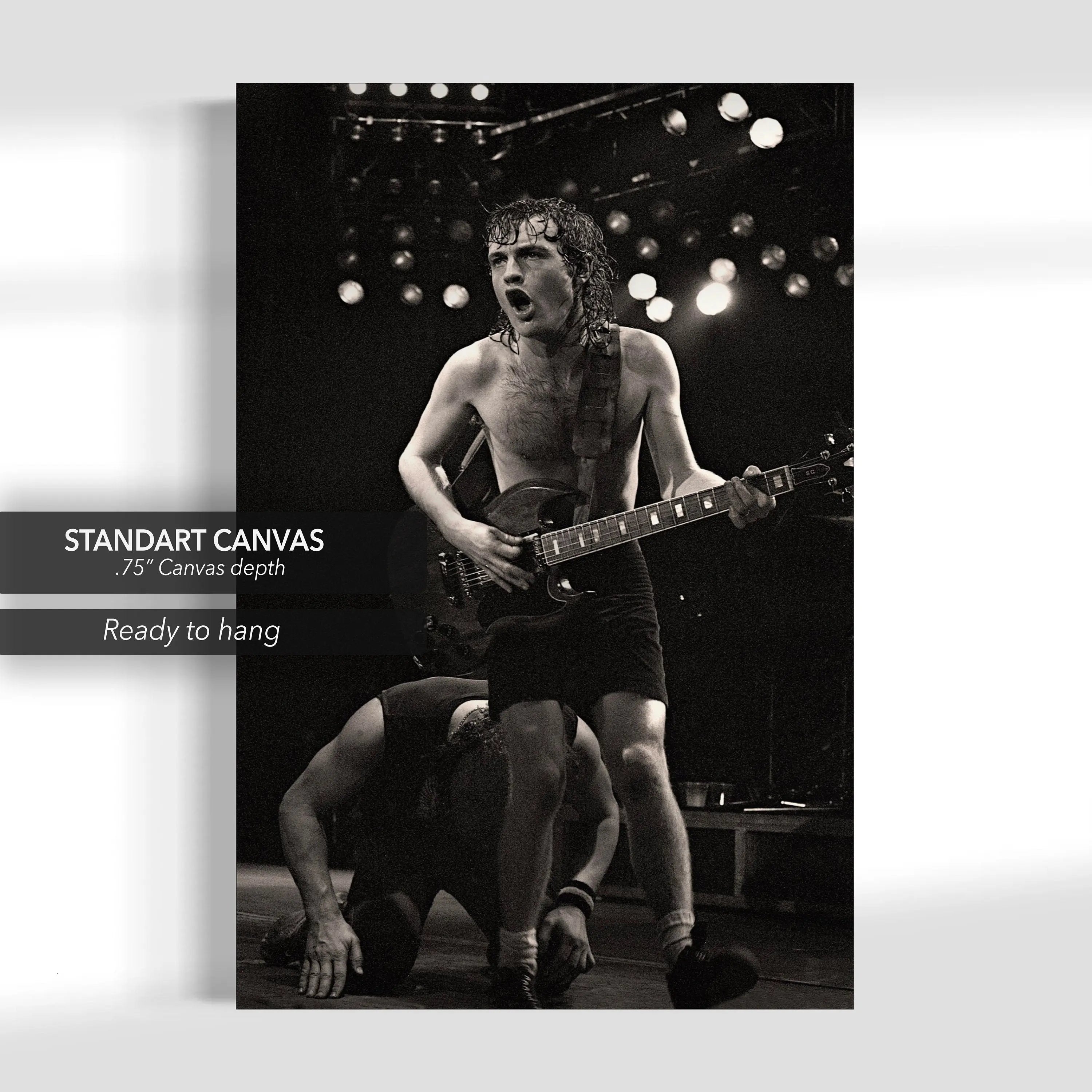 Angus Young 'Guitar Play' Canvas Wall Art | Poster Print Canvastoria