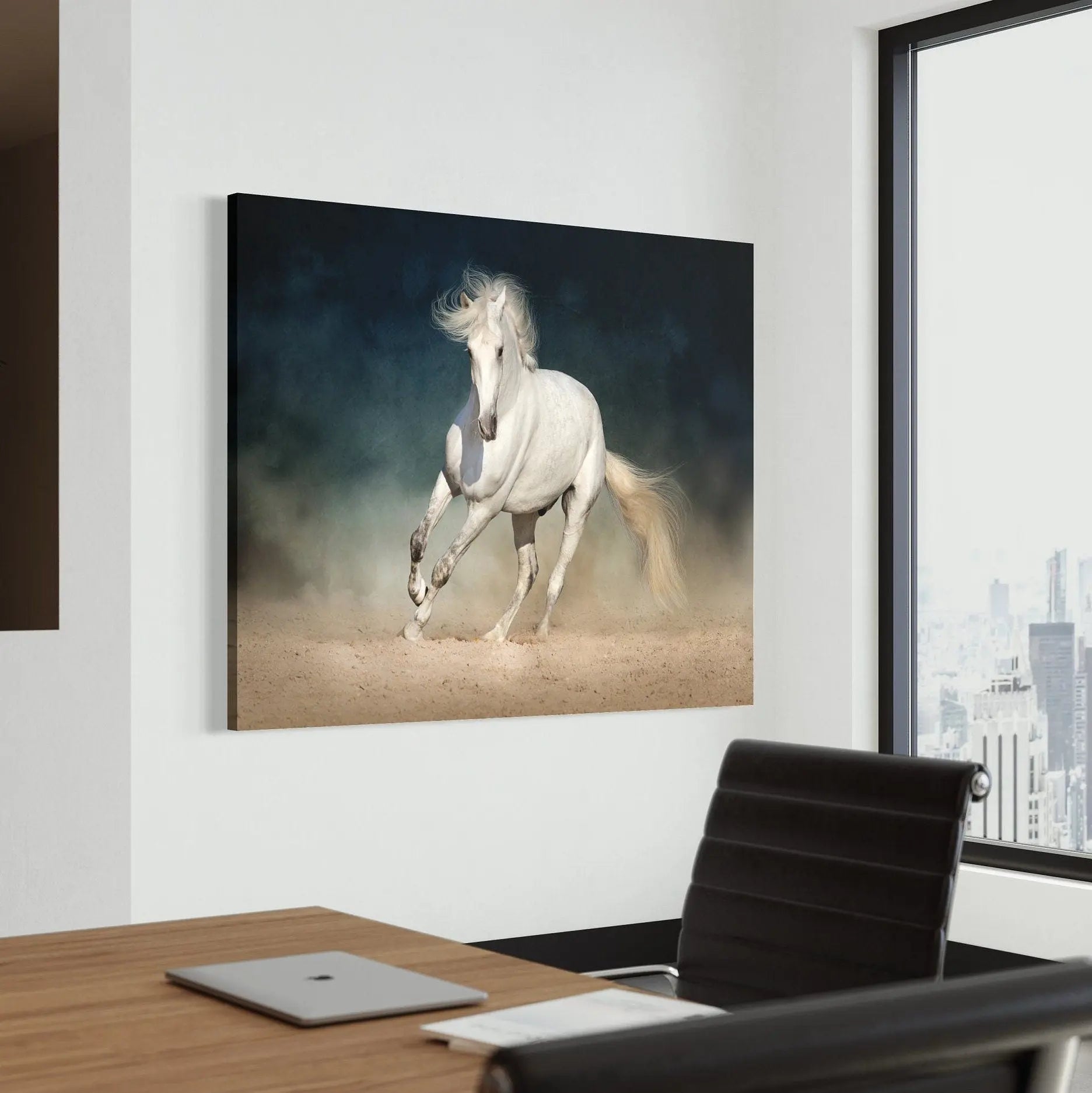 Wild White Horse Canvas Wall Art | Poster Print Canvastoria